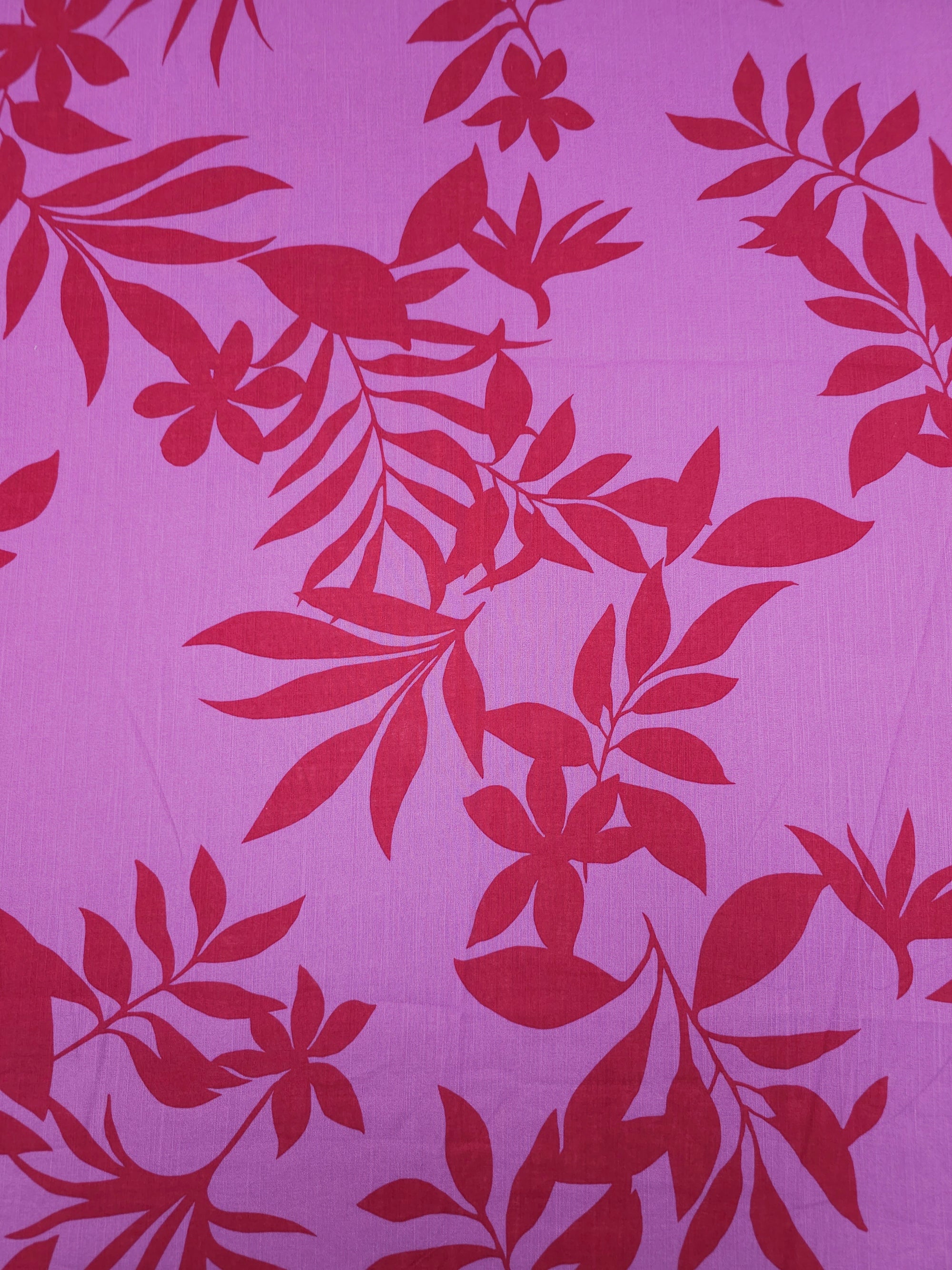 Purple/Wine Leaf Vine Lightweight Slub Viscose