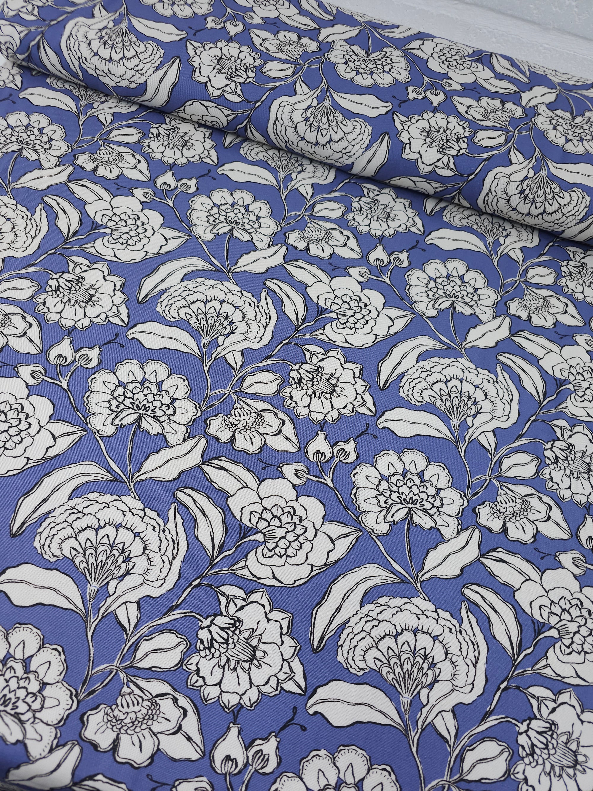 Periwinkle Sketch Floral Canvas Cotton