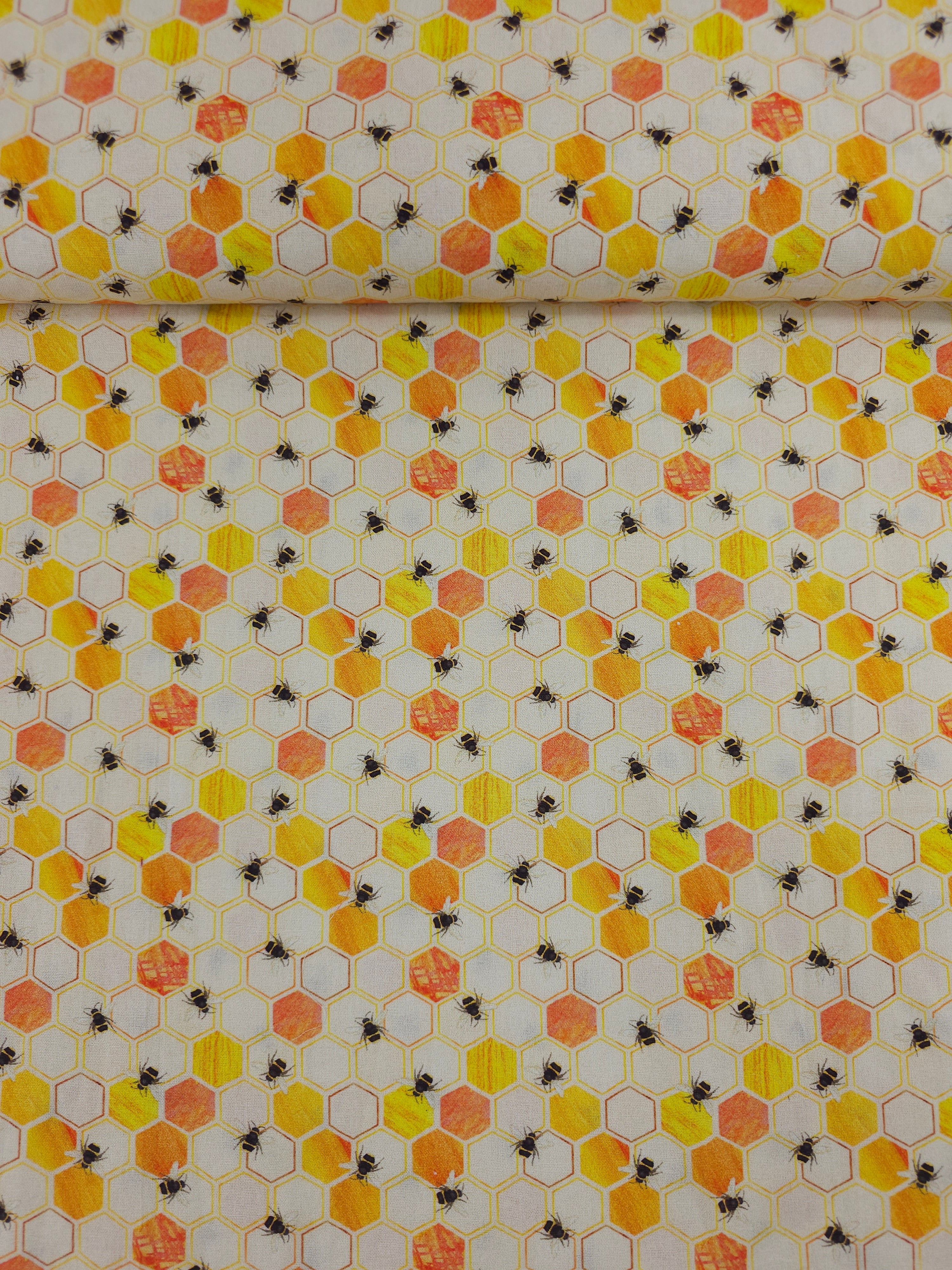 Honeycomb Bees 100% Cotton