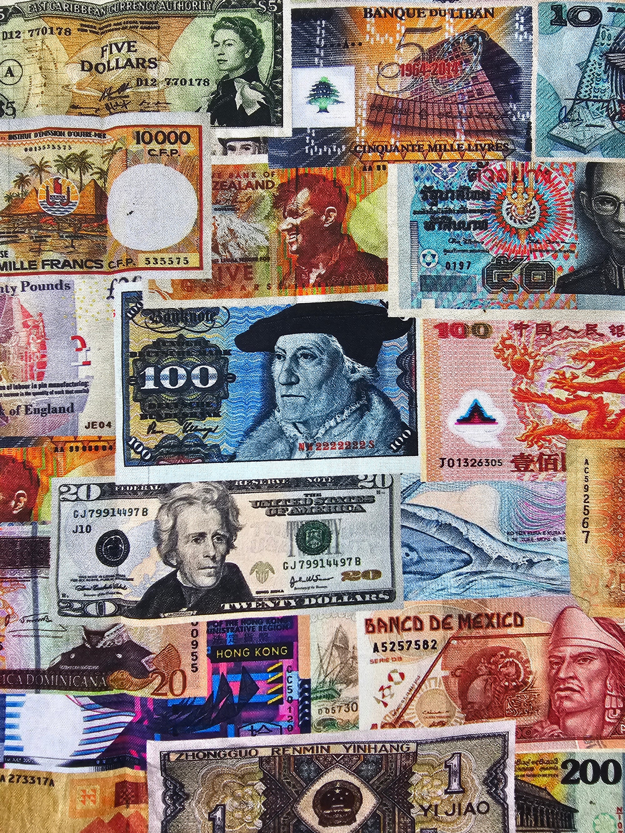 Retro Money Notes Cotton - (Various Sizes)