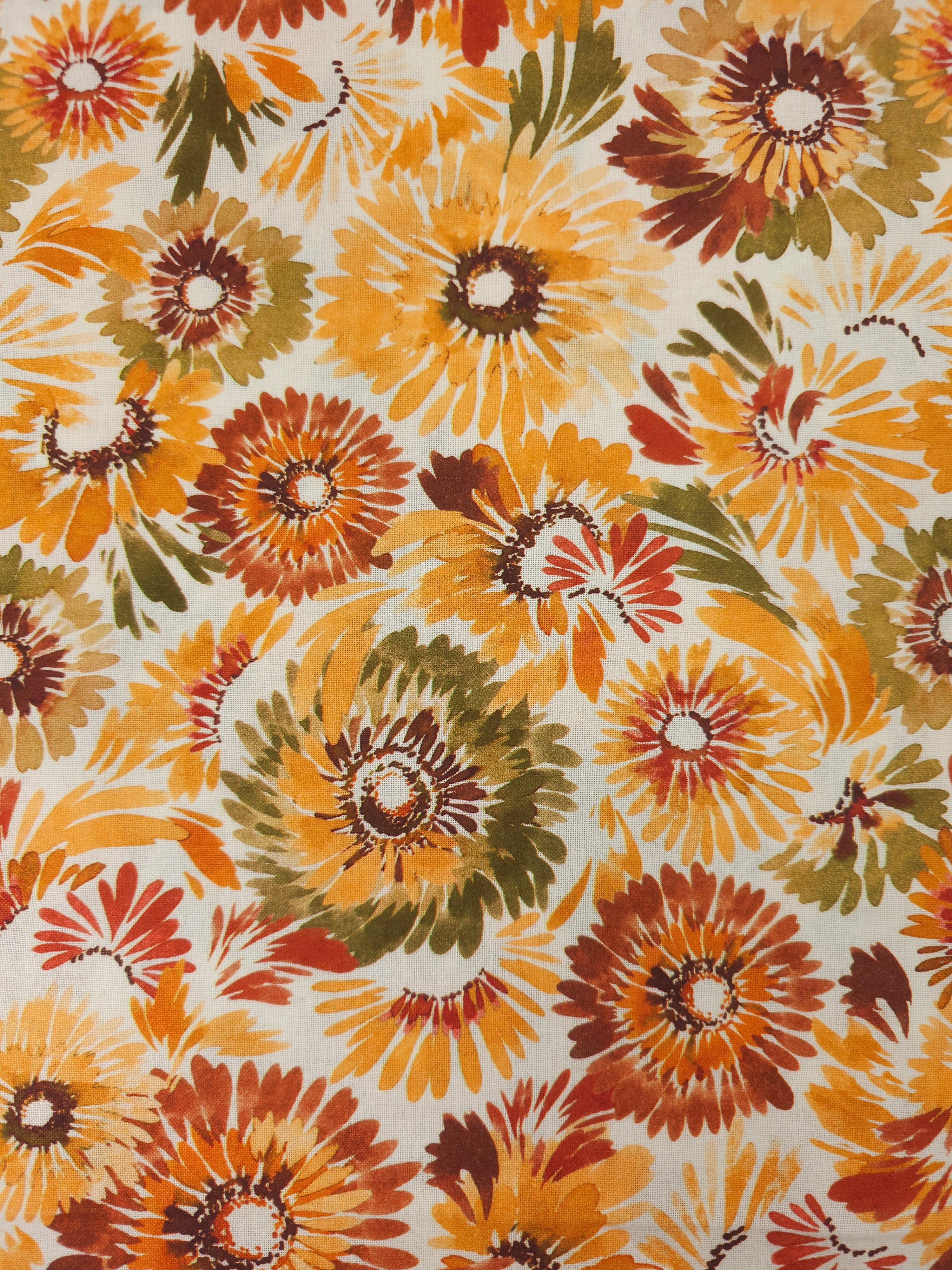 Rust/Khaki Abstract Floral 100% Cotton