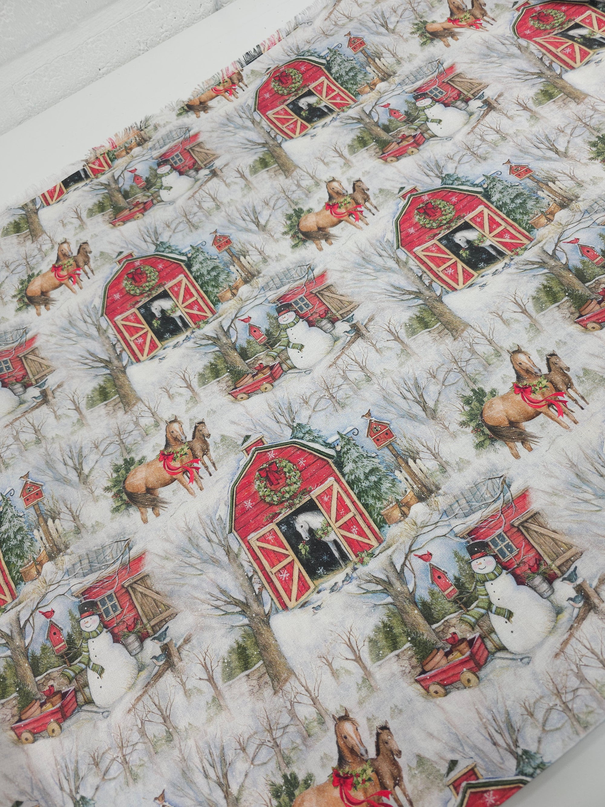 Snowy Stables 100% Cotton