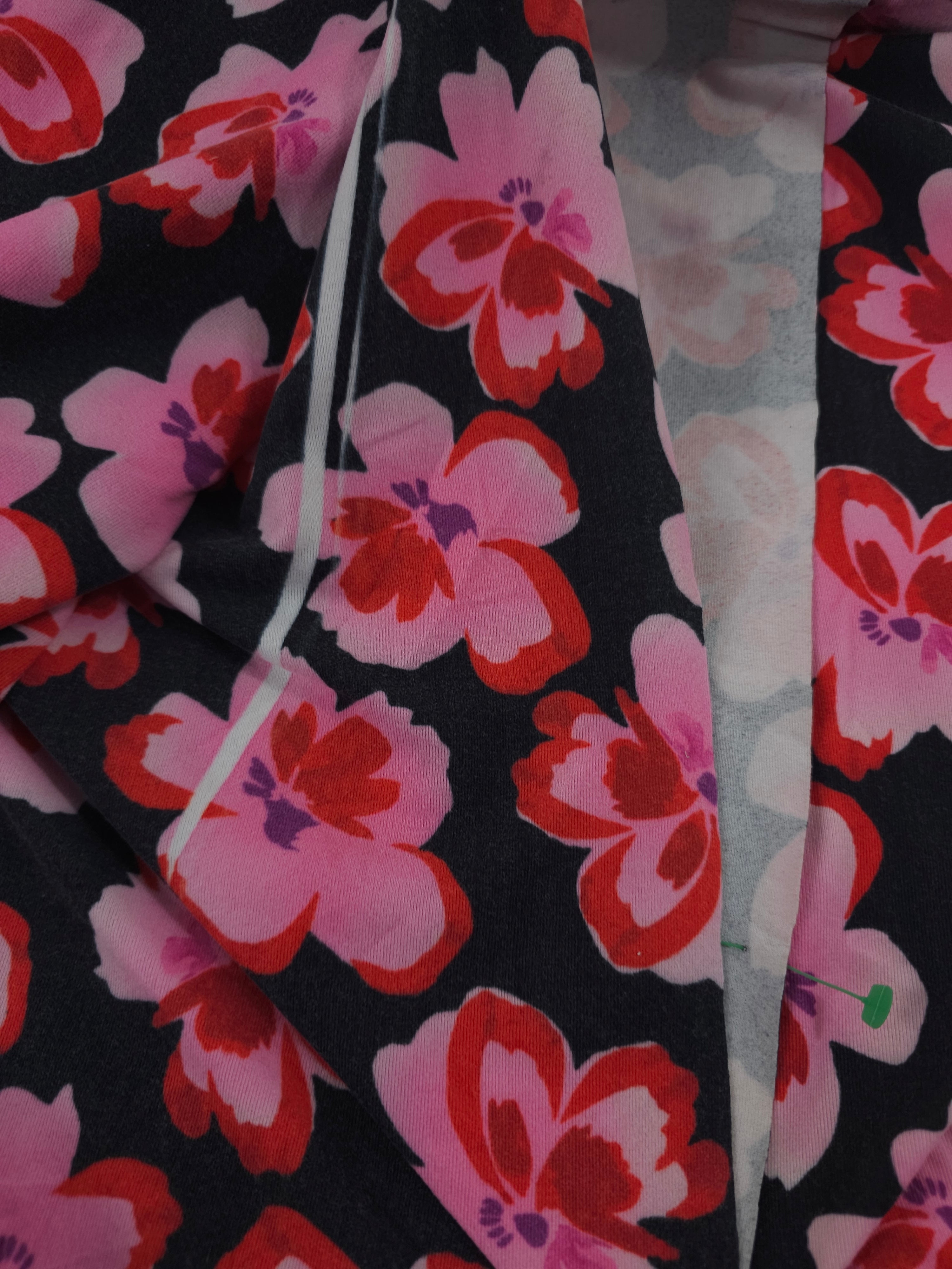 Pink floral Jersey- 3m piece