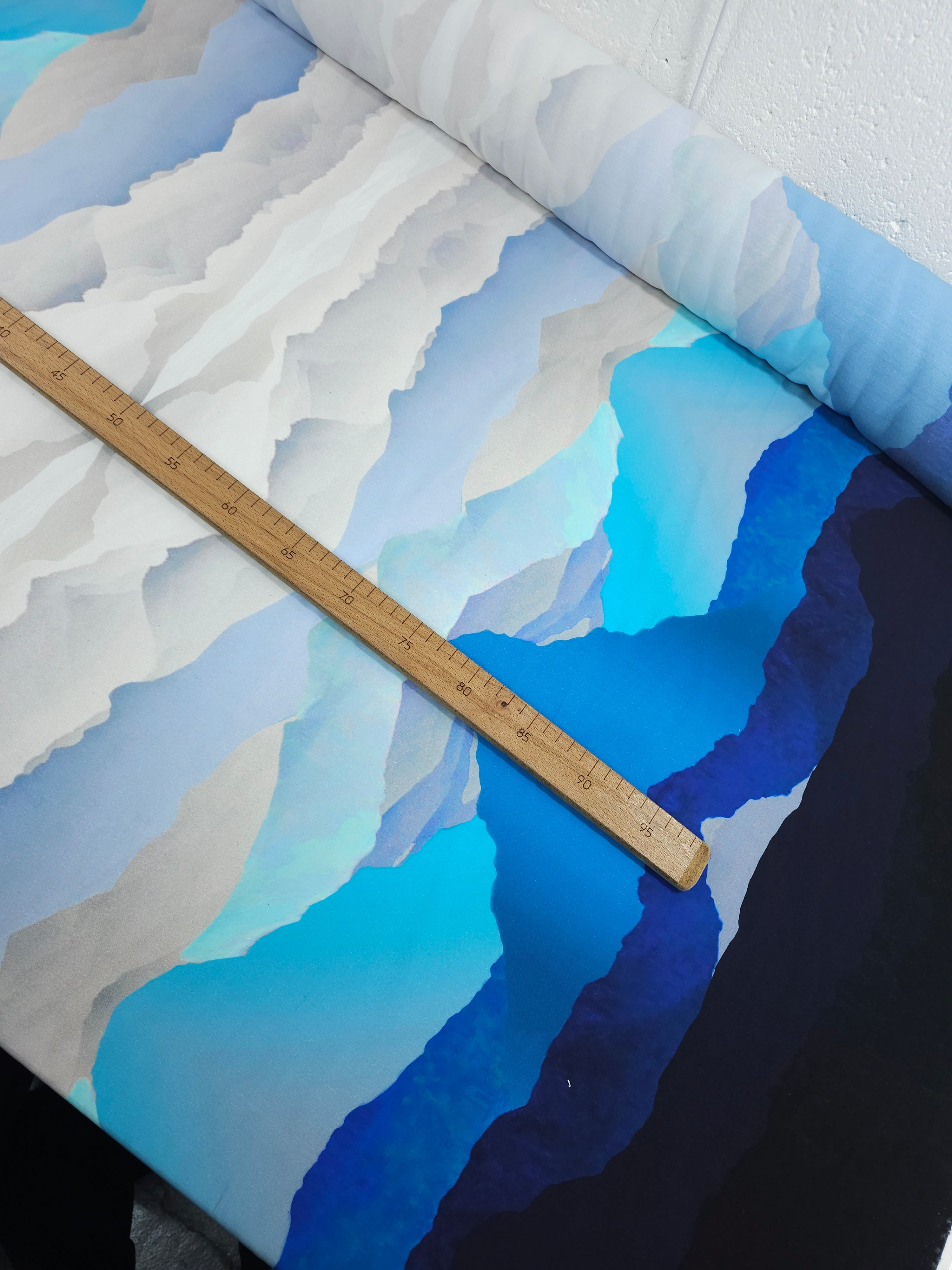 Blue Symmetrical Cloud Sunset Viscose Crepe