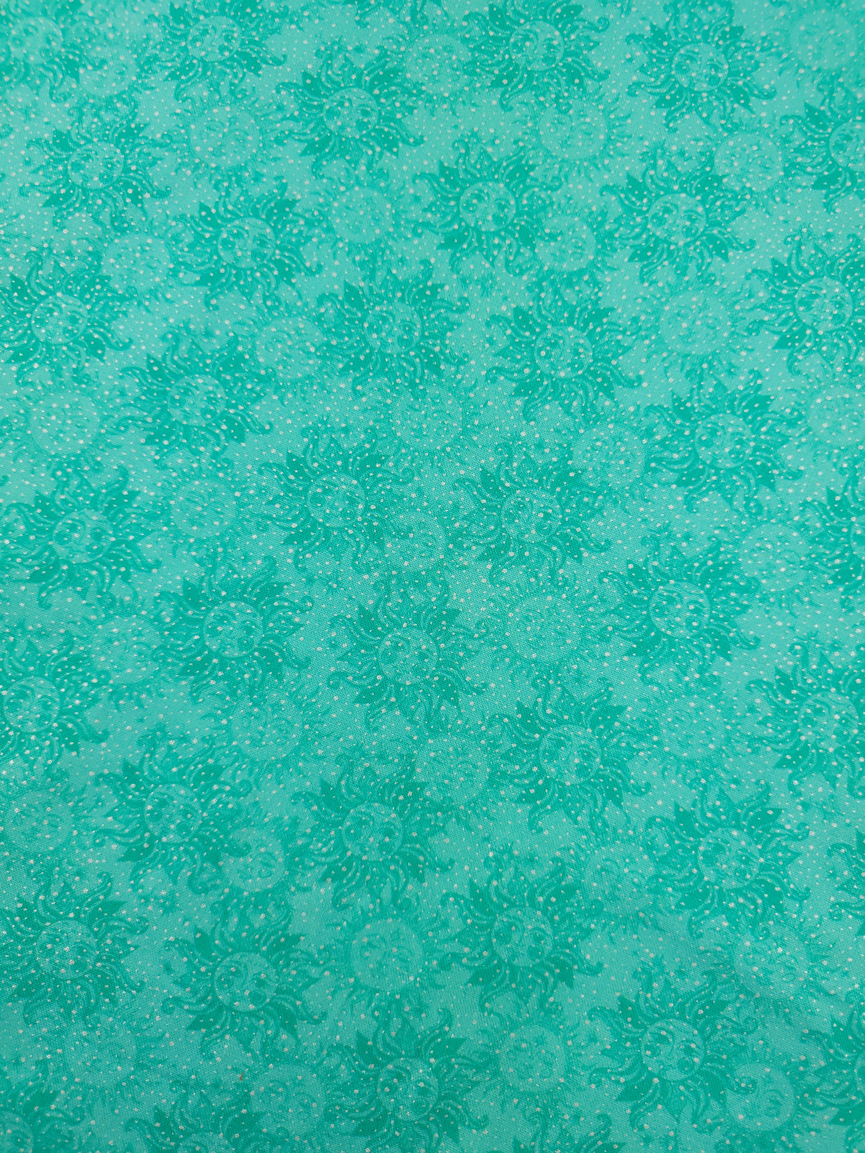 Minty Teal Speckle Celestial Sun 100% Cotton