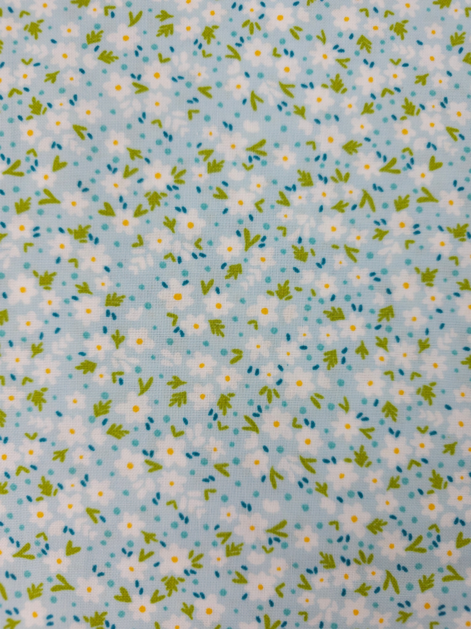 Light Blue Ditsy Daisy Party 100% Cotton