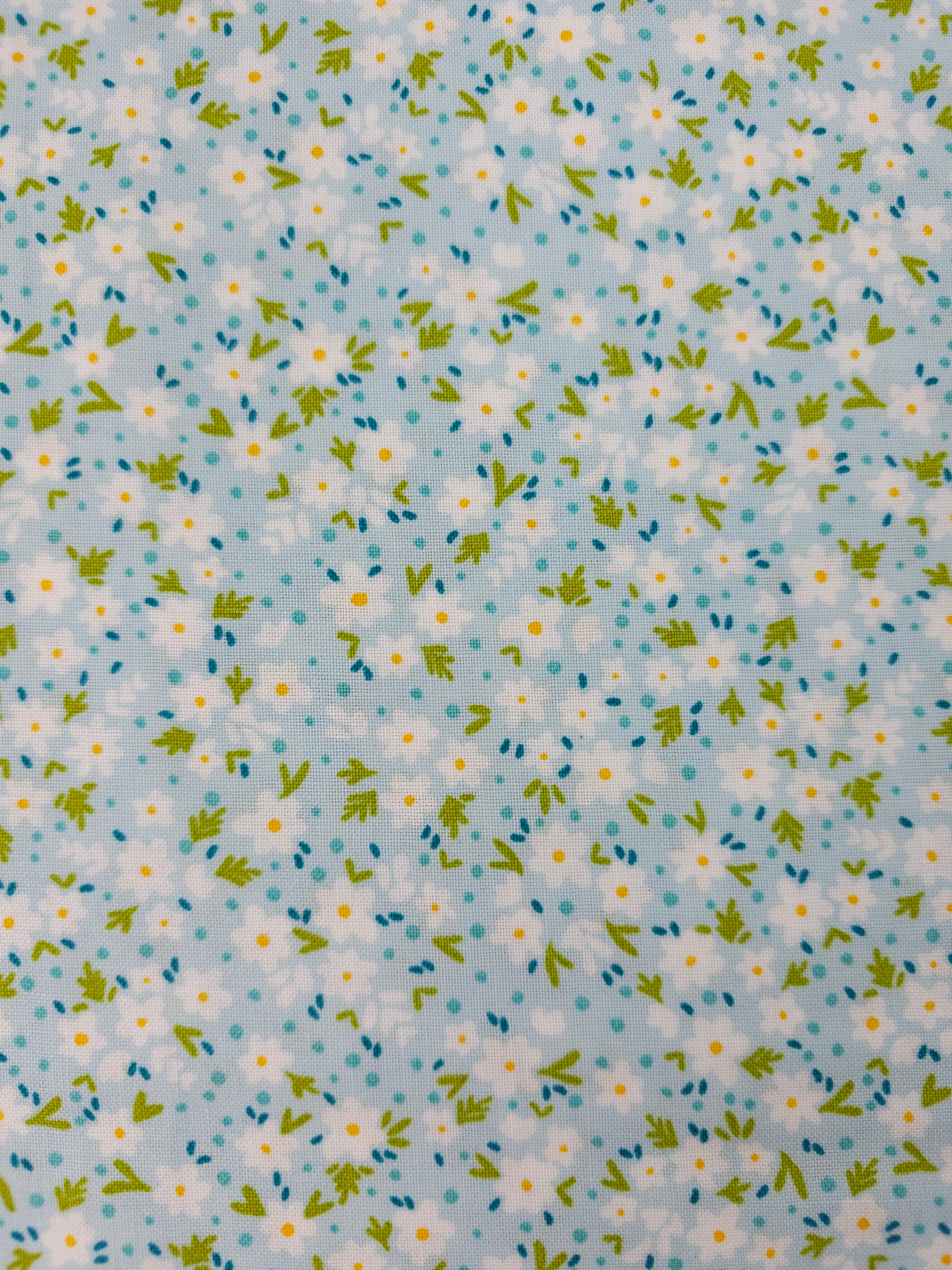 Light Blue Ditsy Daisy Party 100% Cotton