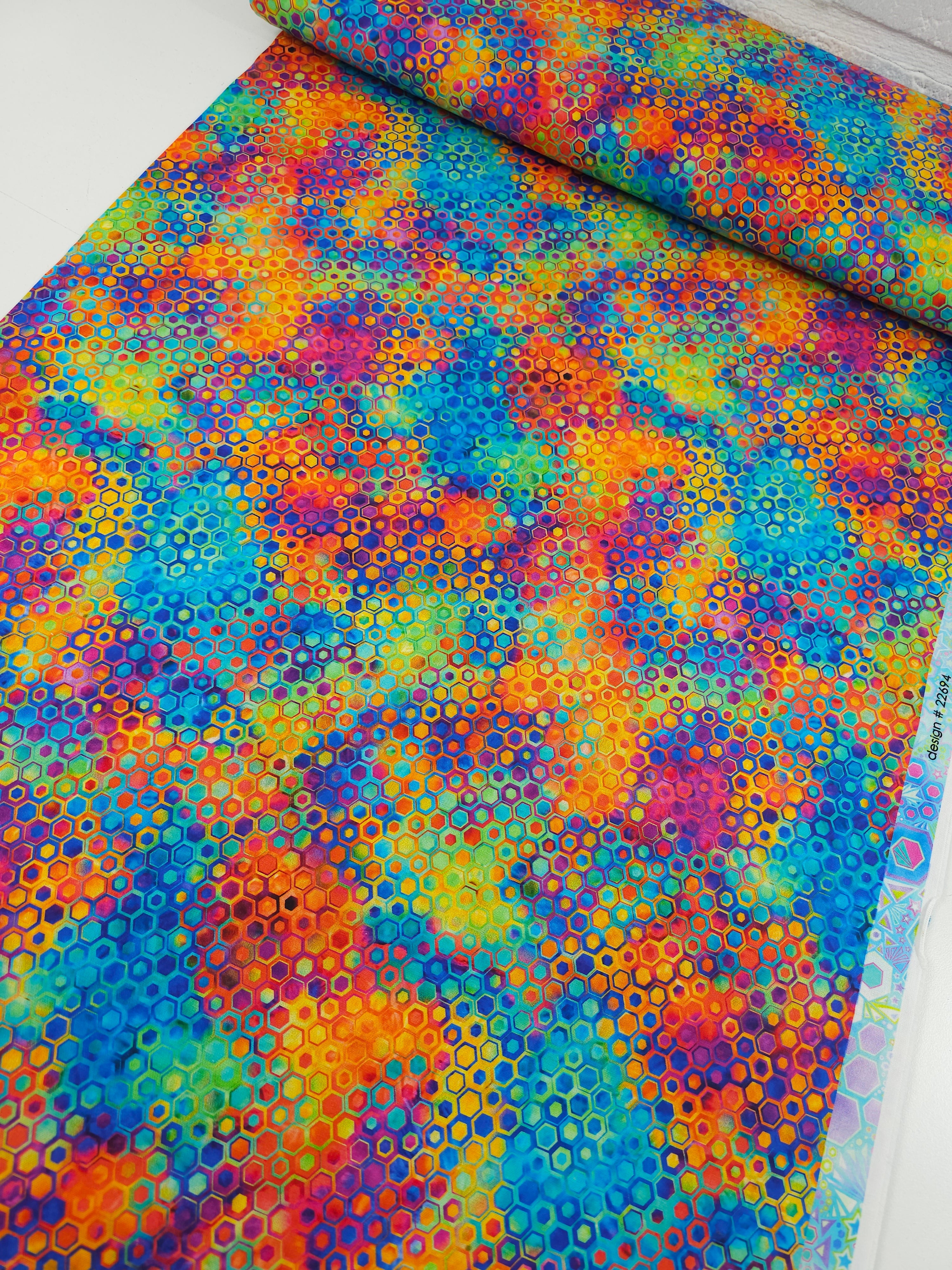 Rainbow Hexagon Phantasma 100% Cotton - Robert Kaufman