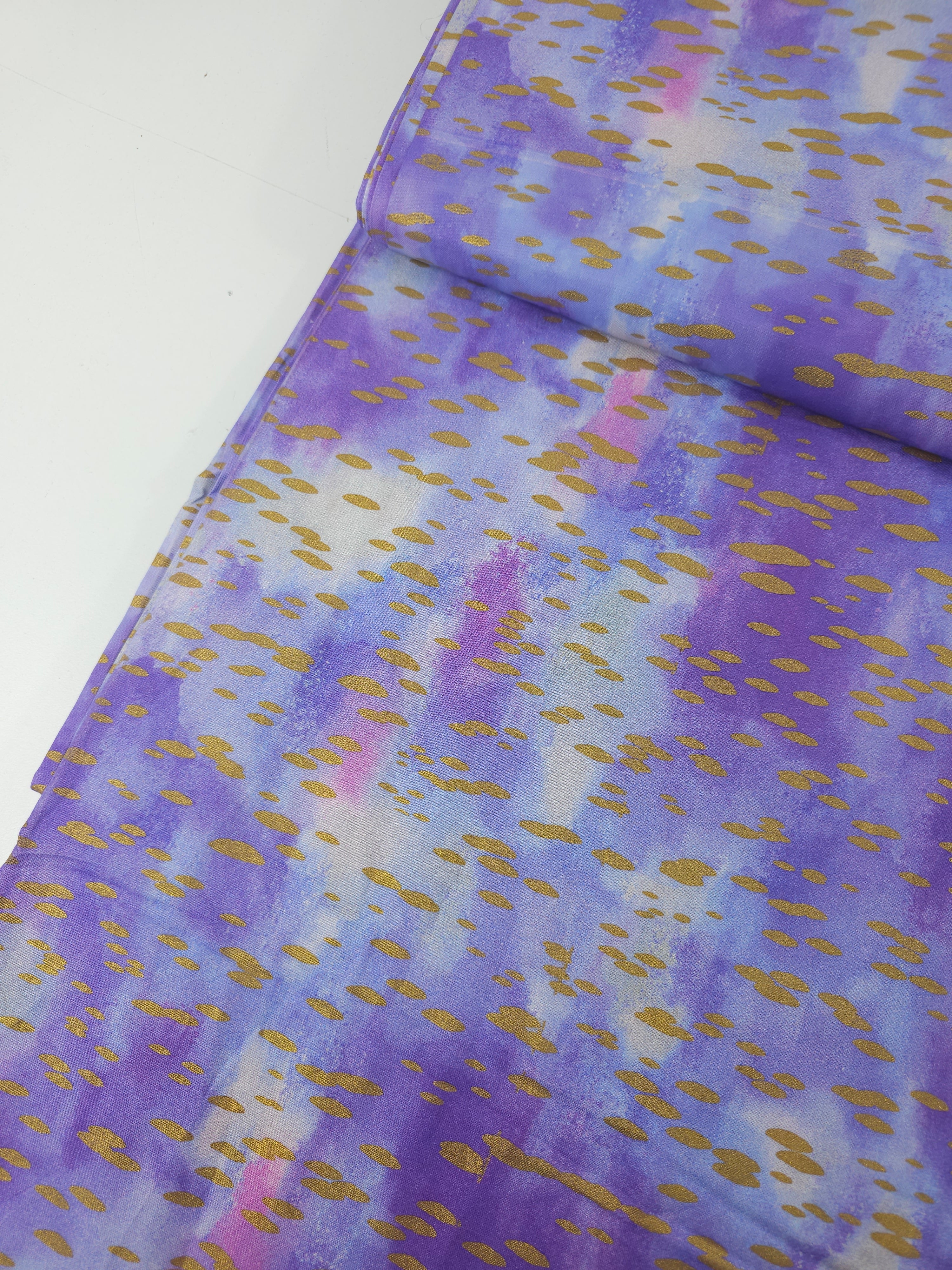 Purple/Gold Chromaticity Brushstroke 100% Cotton - Robert Kaufman
