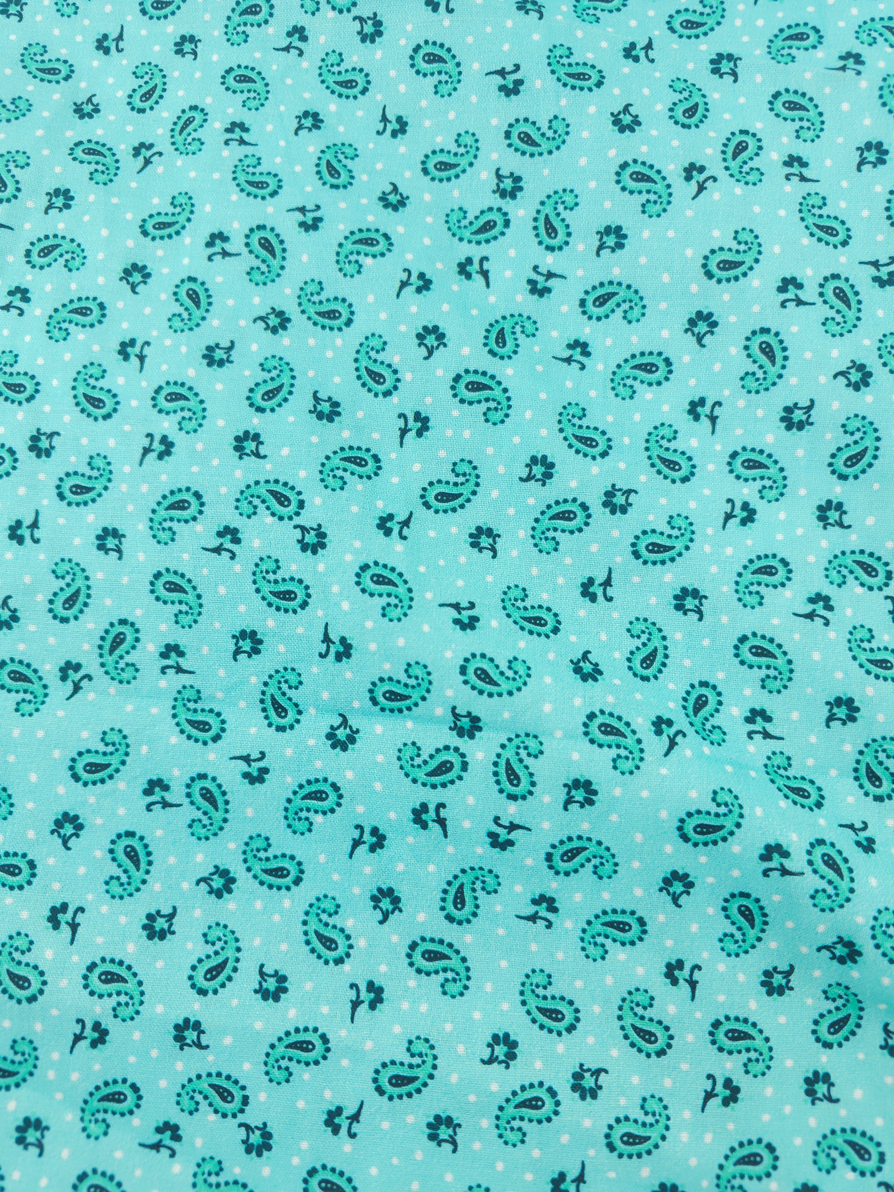 Teal paisley Cotton- 1.8m piece