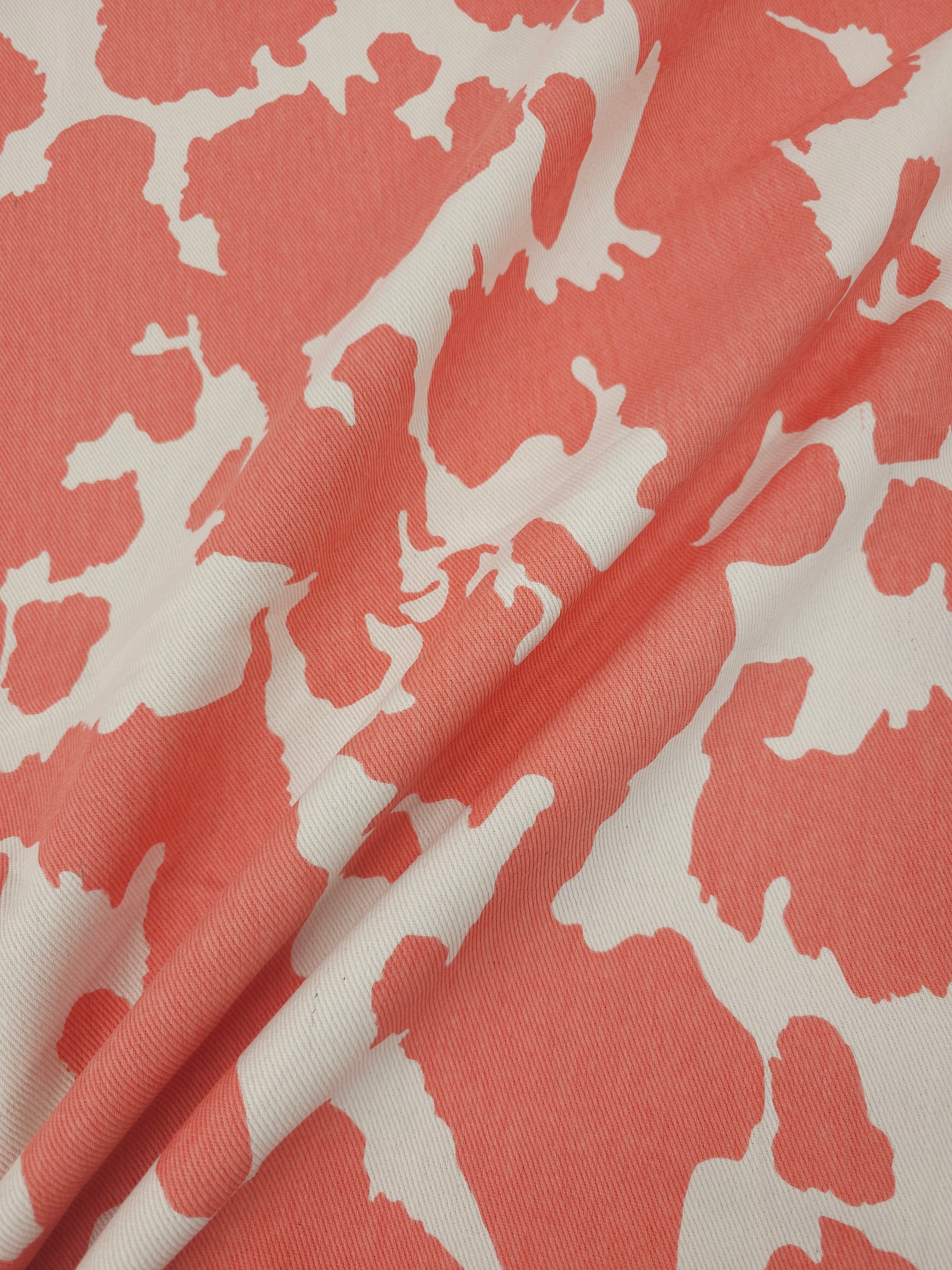 Peachy Coral Cow Denim
