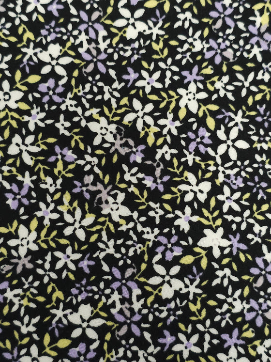Purple/Yellow Floral Soft Viscose Jersey