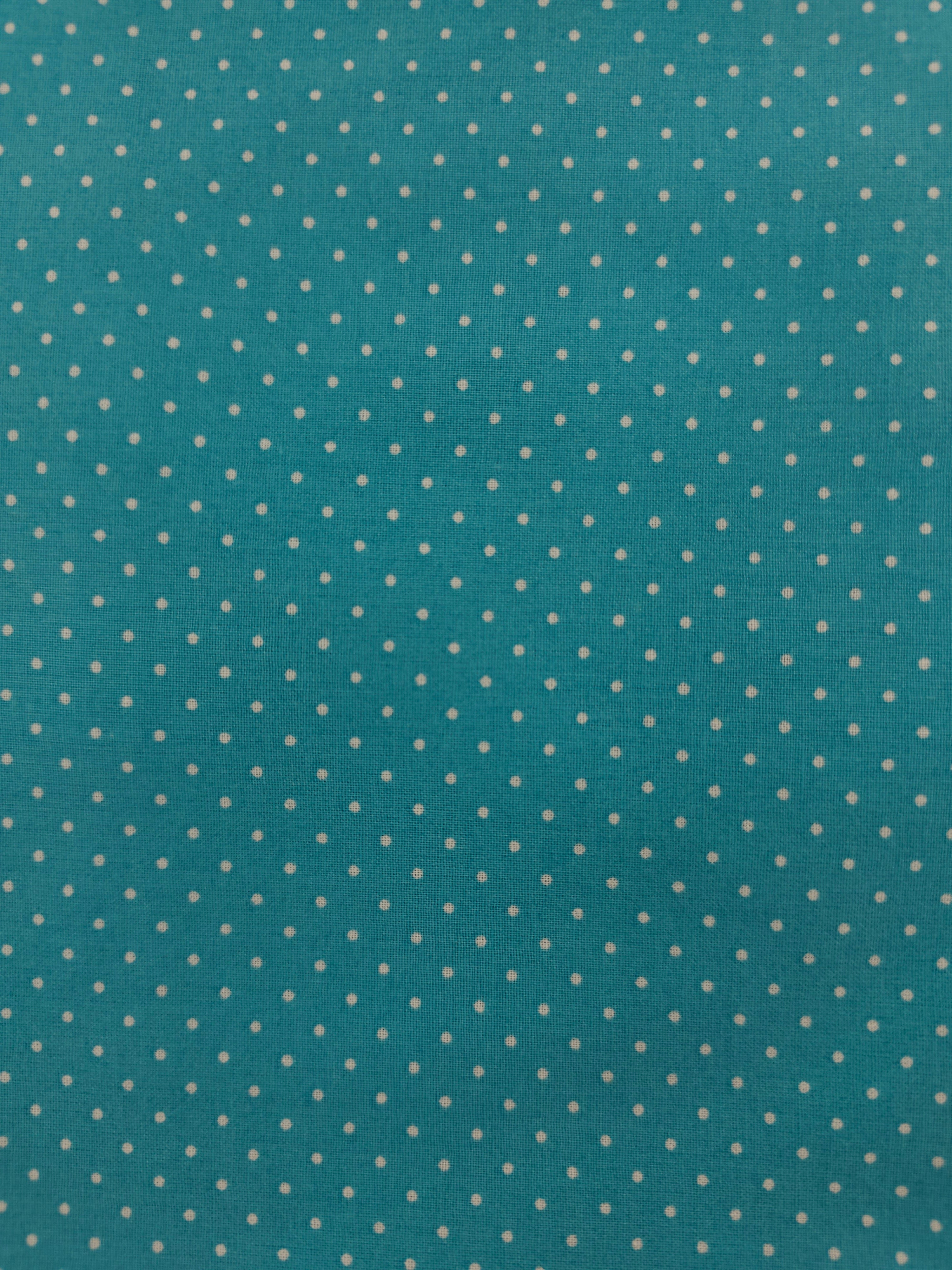 Cyan blue dotted Cotton- 1m piece