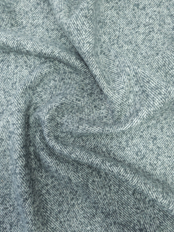 Grey Herringbone Lightweight Wool Mix