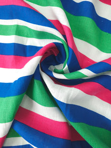  Pink/Blue/Green Multi Stripe 100% Linen