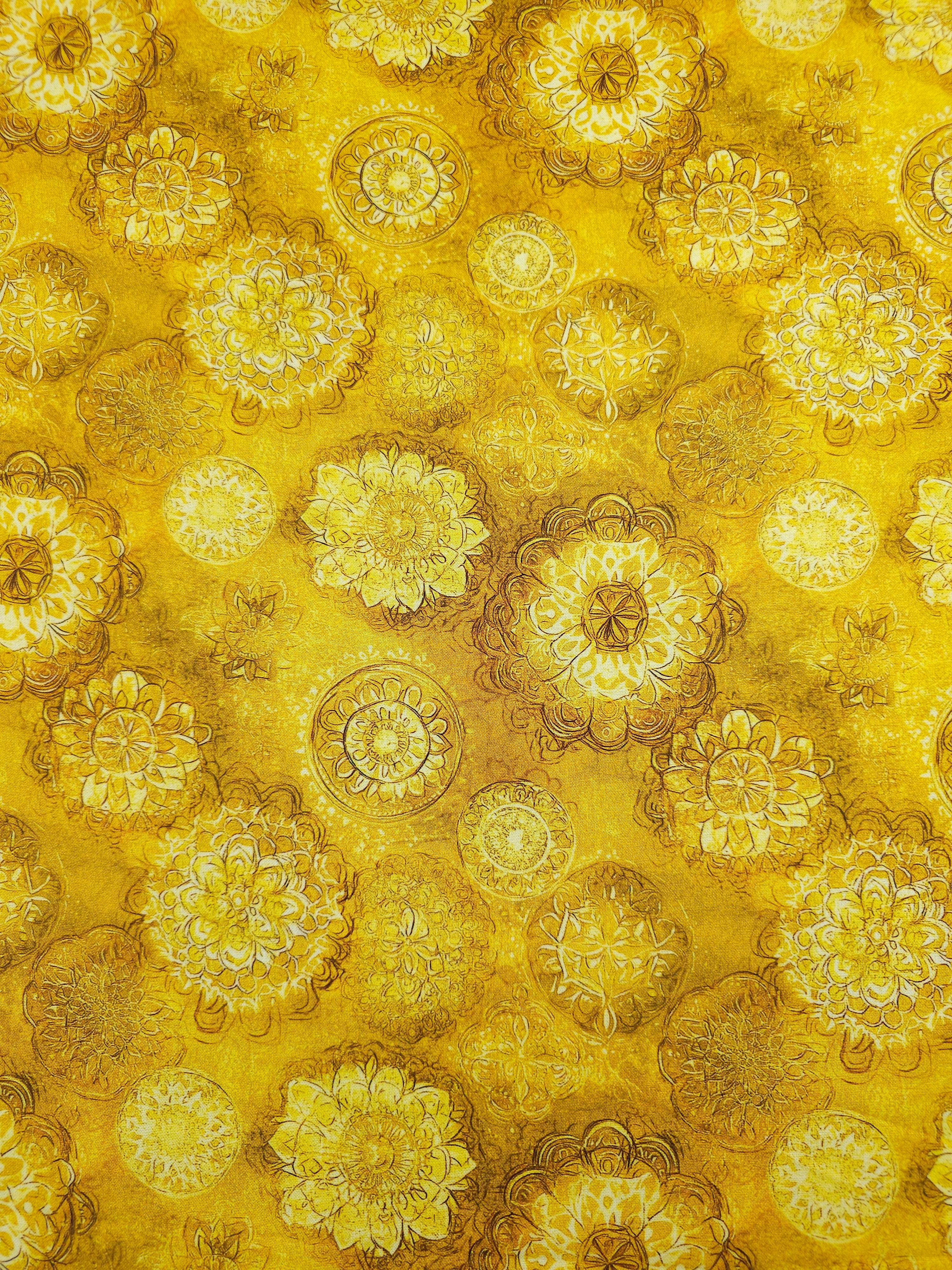 Marigold Mandala Spiral 100% Cotton 106" *EXTRA WIDE*