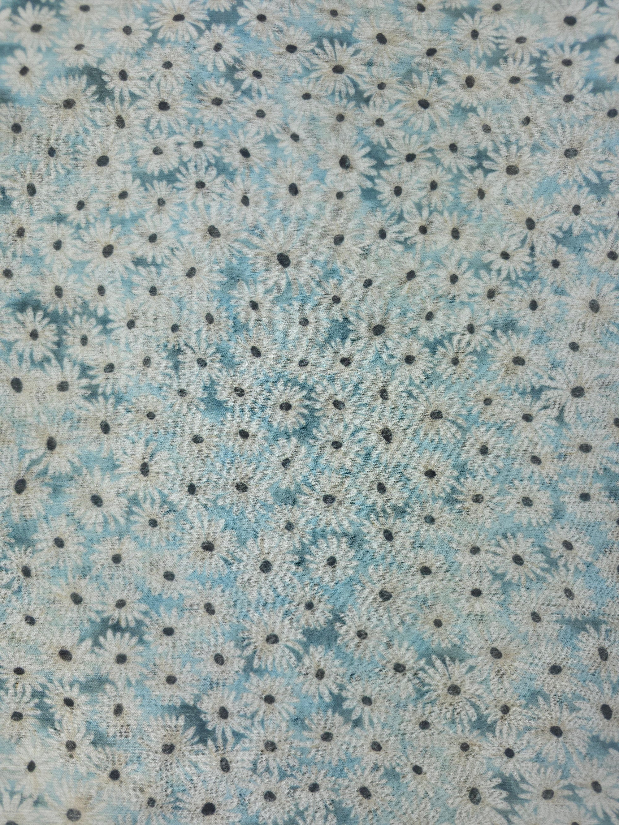 Blue Daisy Crinkle Chiffon (Various Sizes)