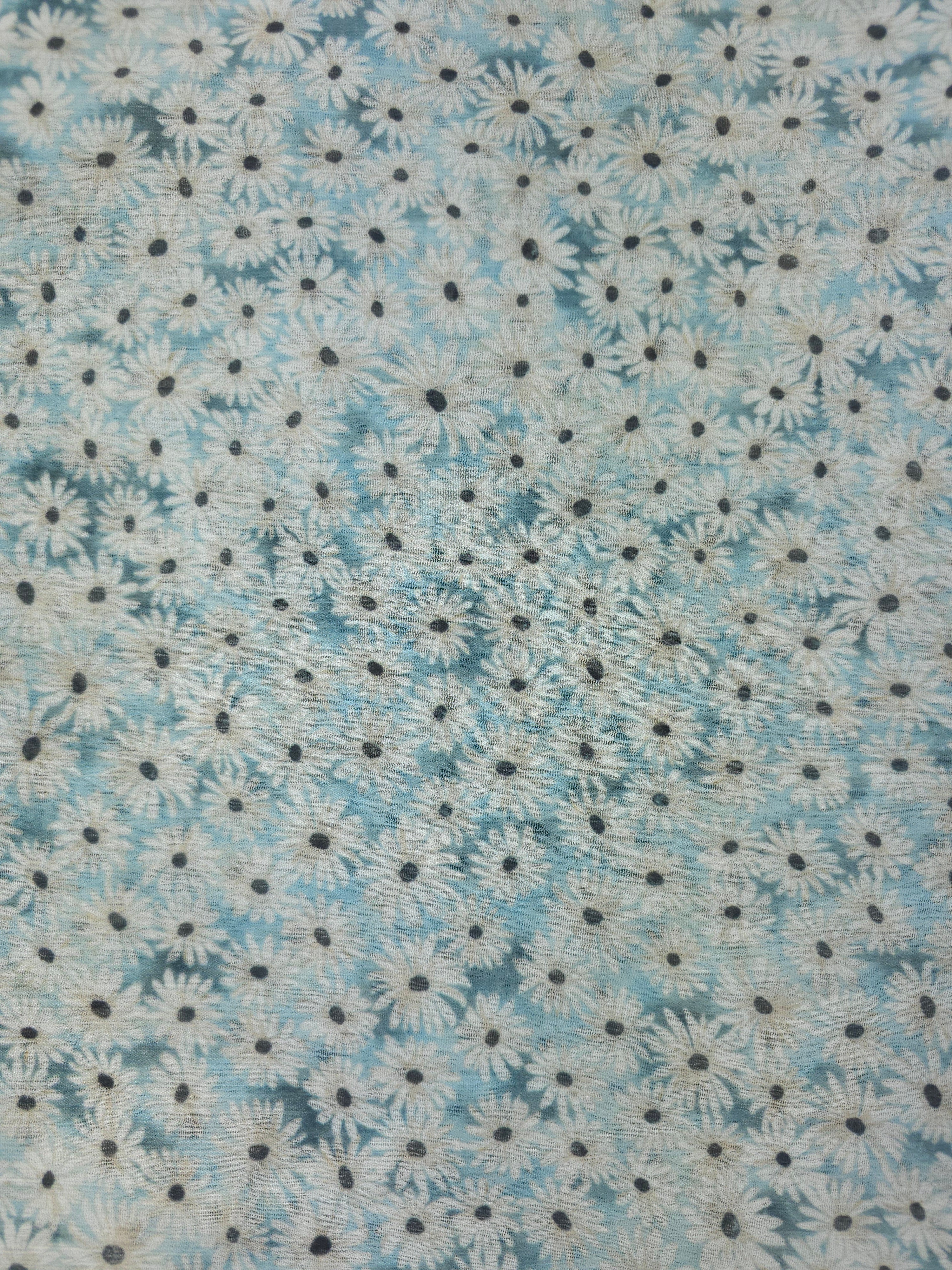 Blue Daisy Crinkle Chiffon (Various Sizes)
