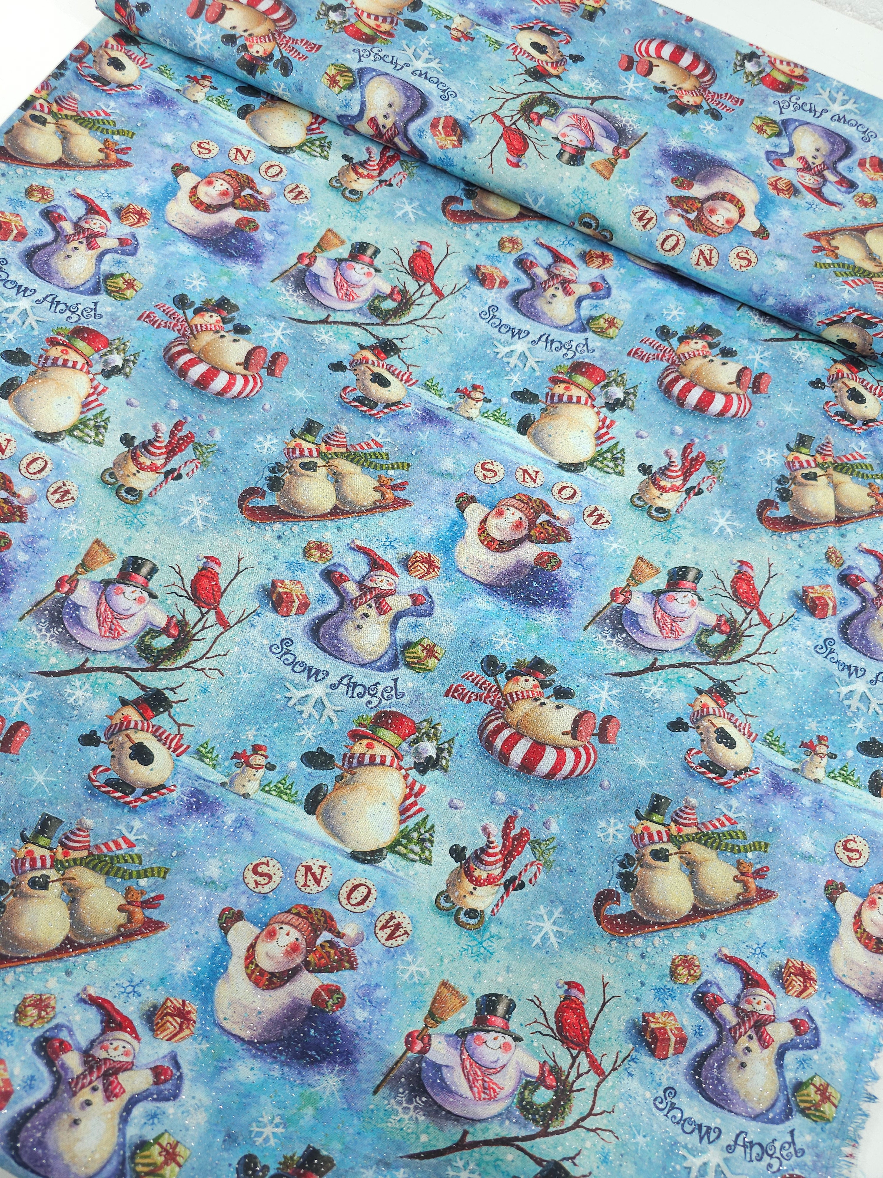 Glitter Snowman 100% Cotton- Geoff Allen – Rainbow Fabrics