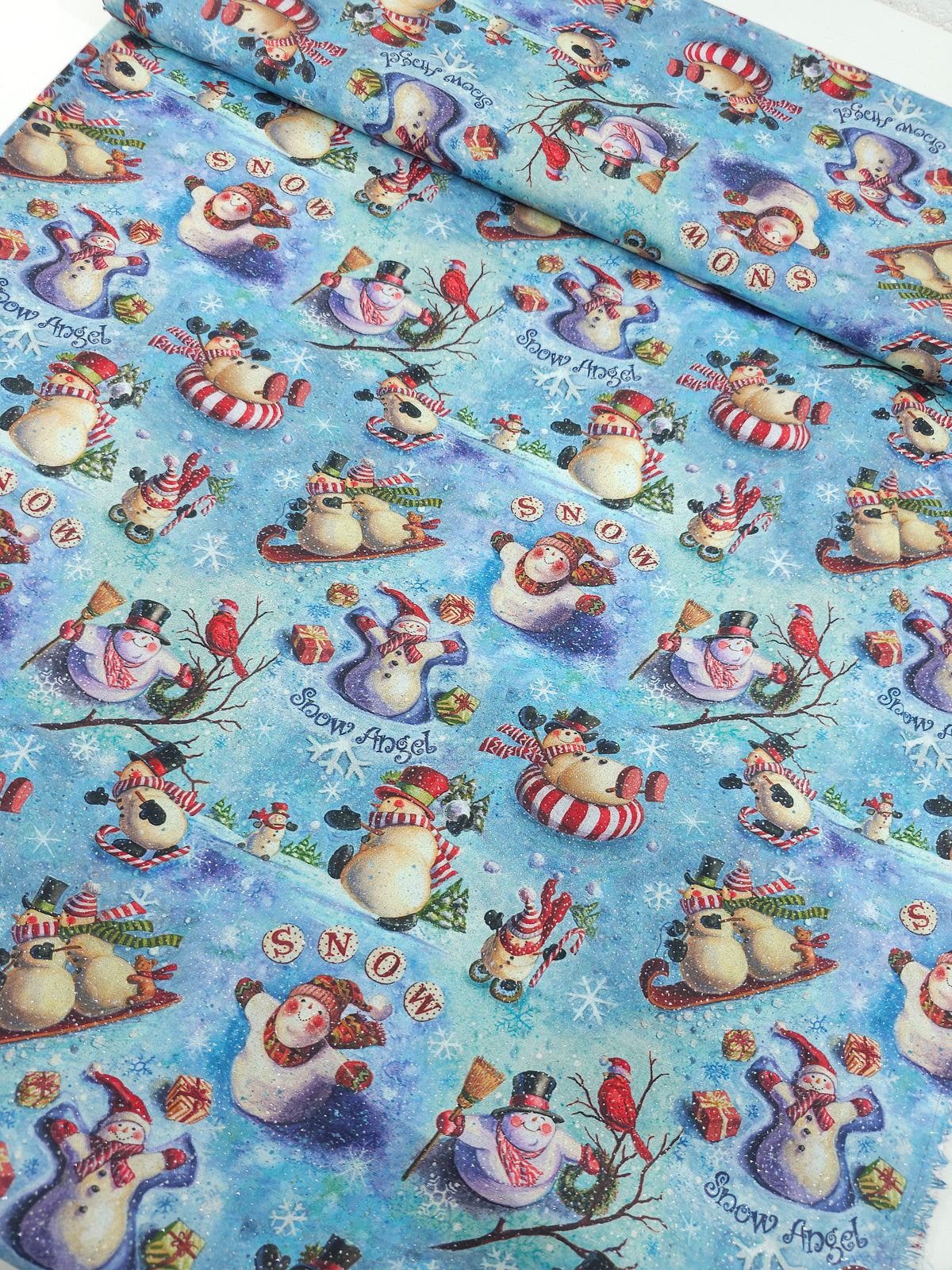 Glitter Snowman 100% Cotton- Geoff Allen