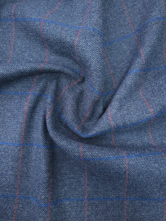 Navy/Red Check Poly Wool