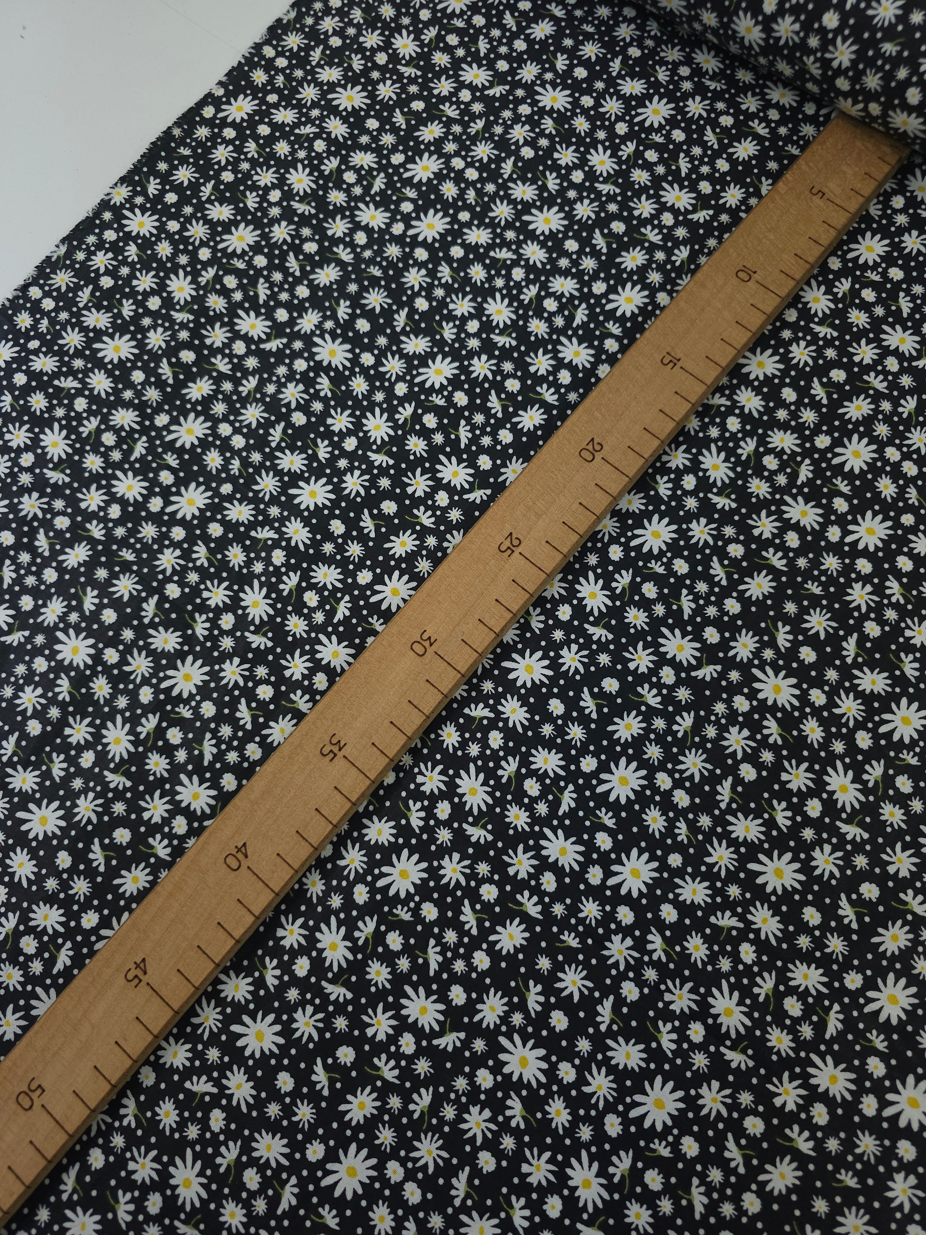 Black Ditsy Daisy 100% Cotton
