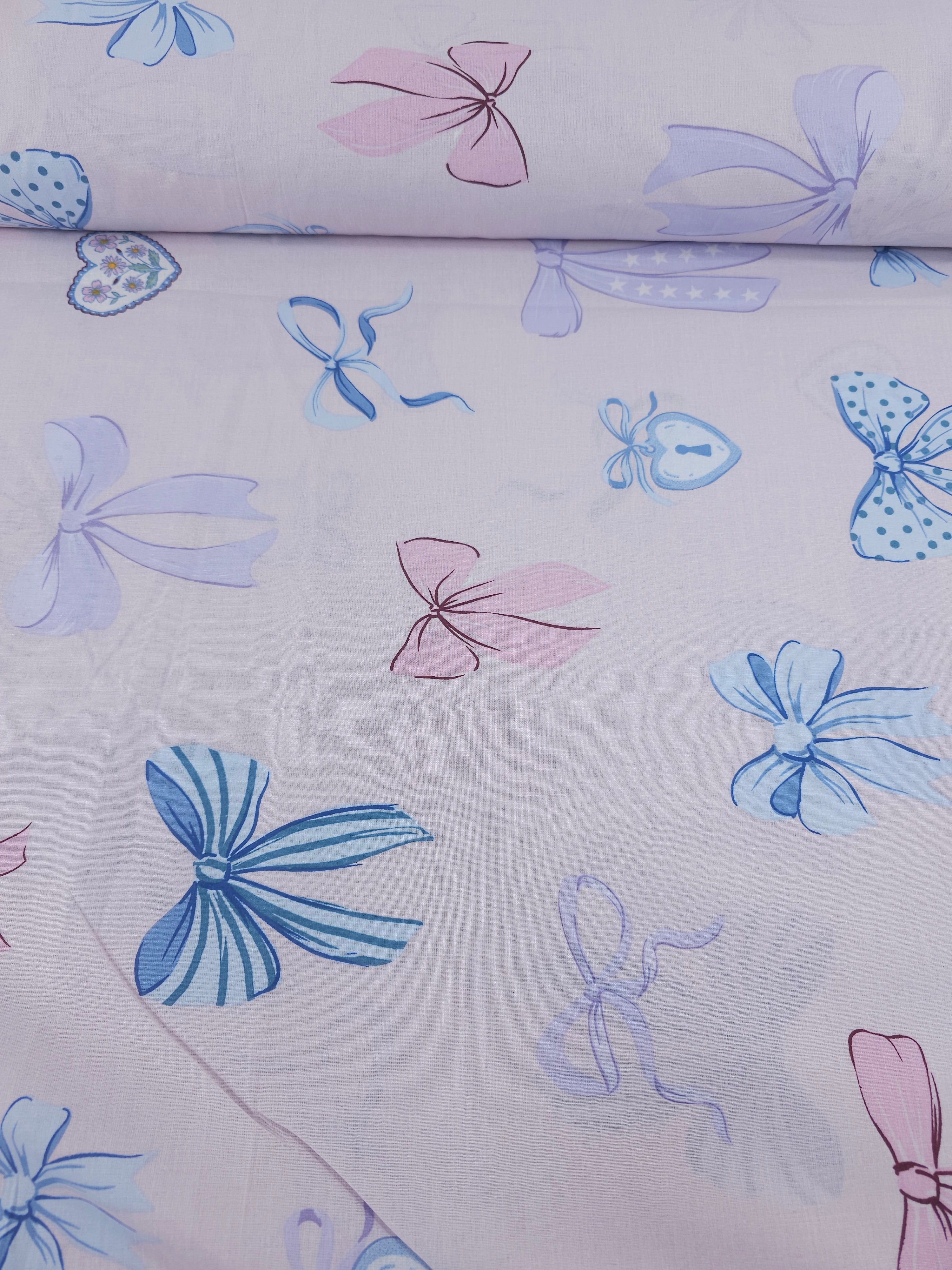 Pastel Bow Charm 100% Cotton 102” - Primark *EXTRA WIDE*