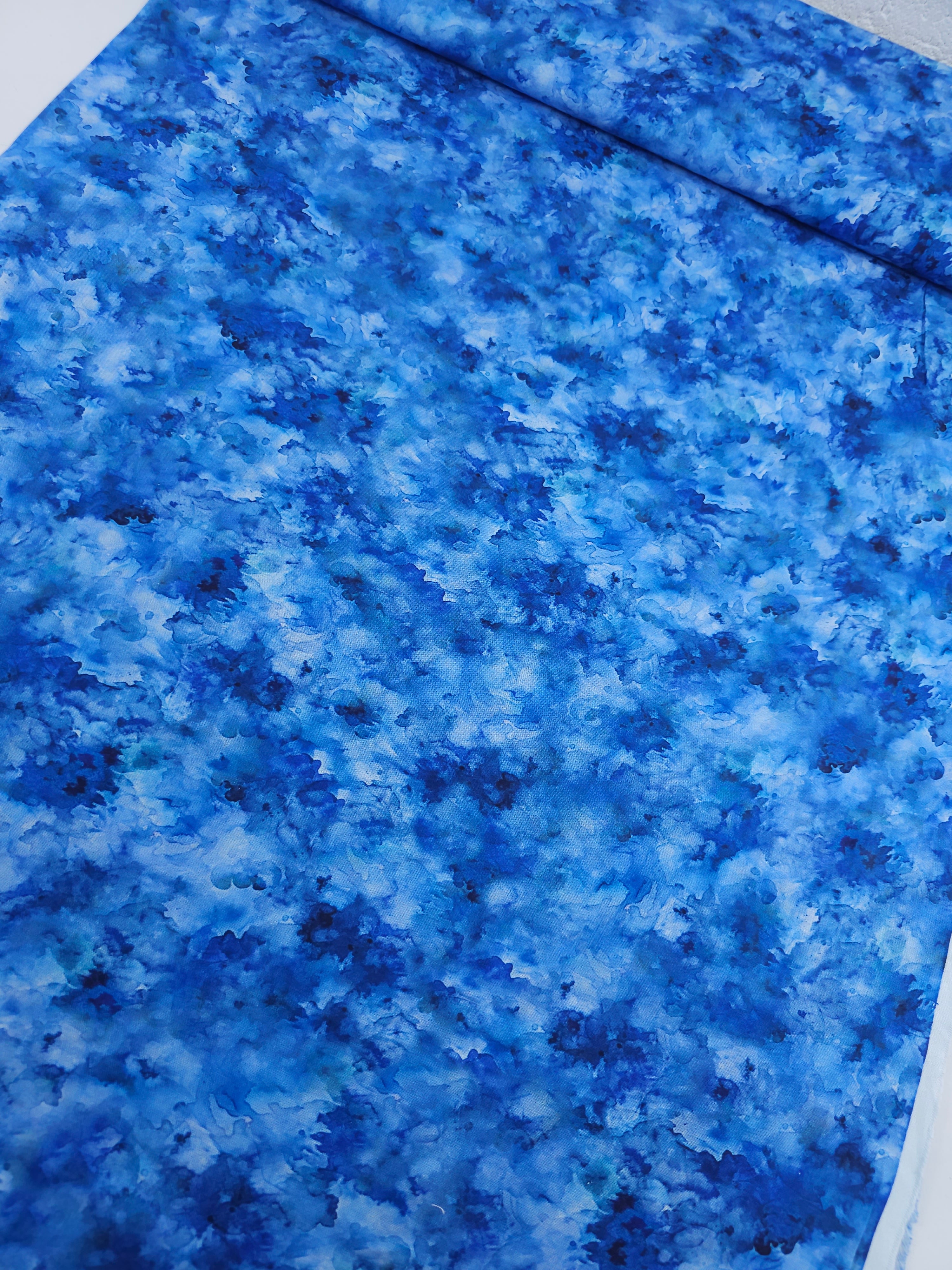 Blue Iris Watercolour 100% Cotton