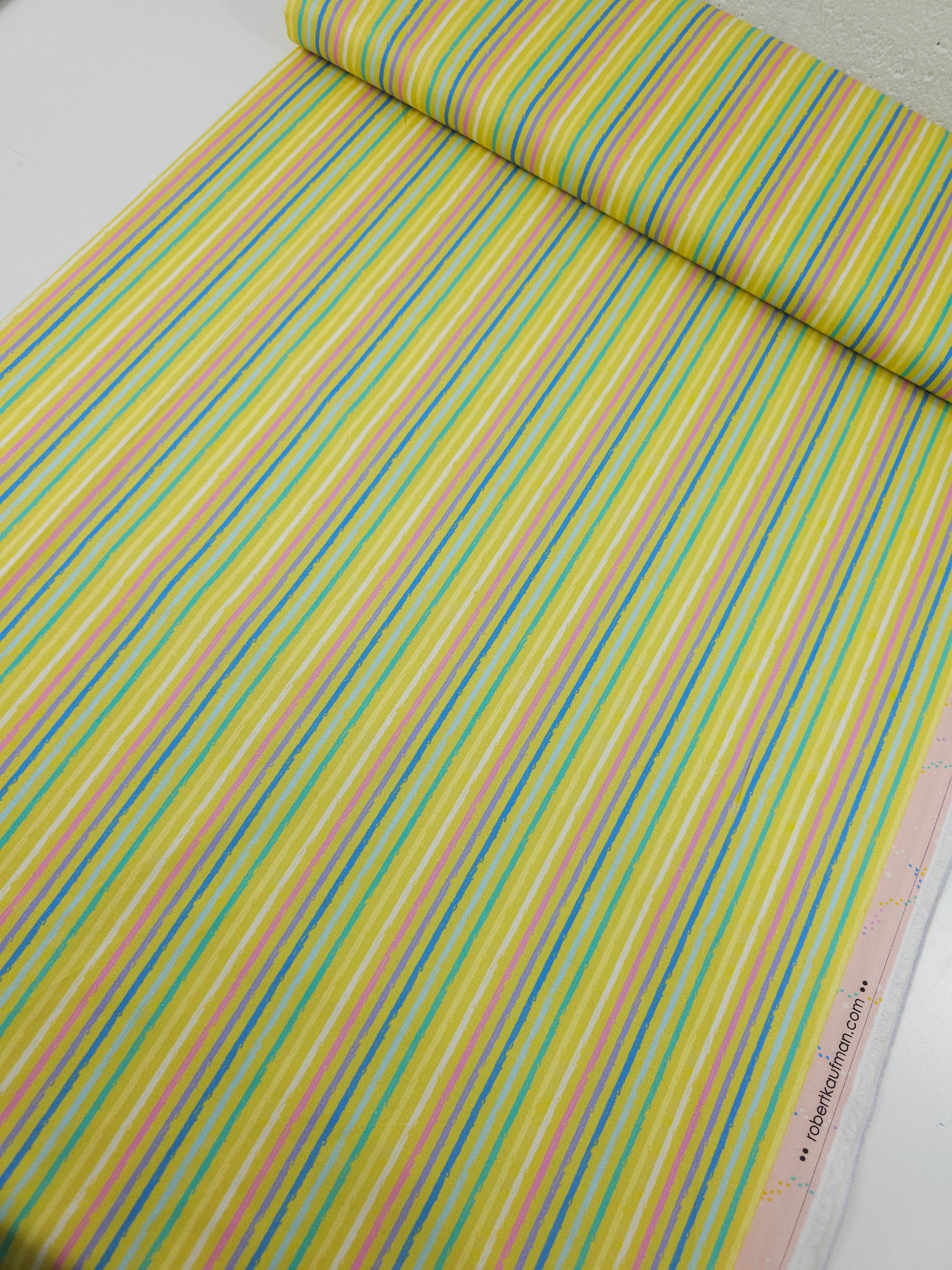 Yellow/Multi Static Stripe 100% Cotton - Robert Kaufman
