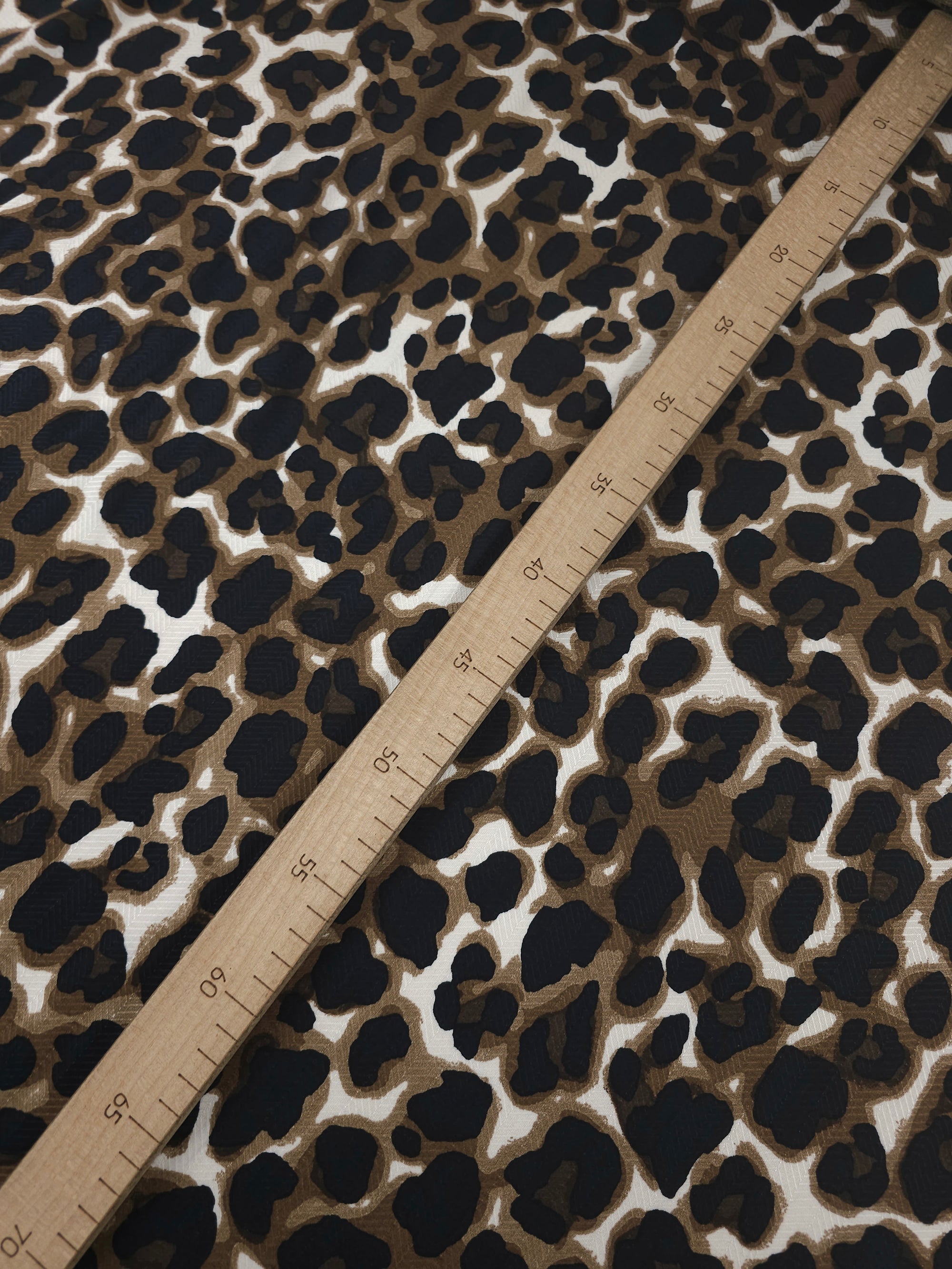 Brown/Off-White Herringbone Leopard Viscose
