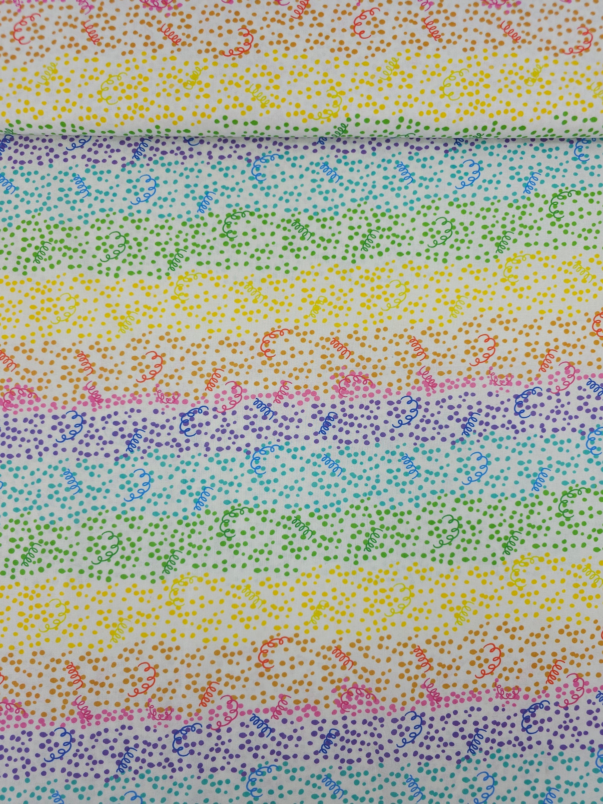 Rainbow Spiral Confetti Dots 100% Cotton - Joann