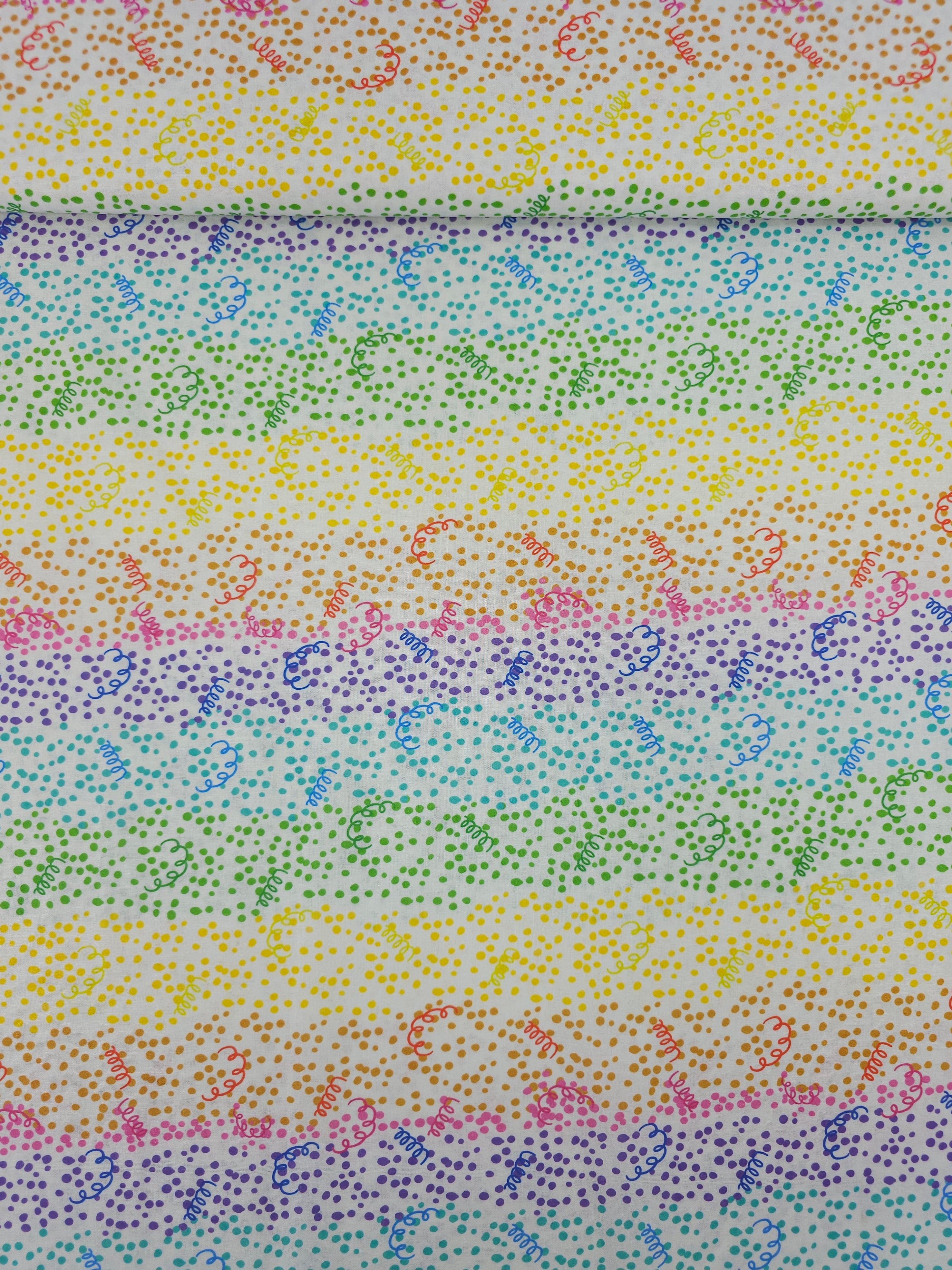 Rainbow Spiral Confetti Dots 100% Cotton - Joann
