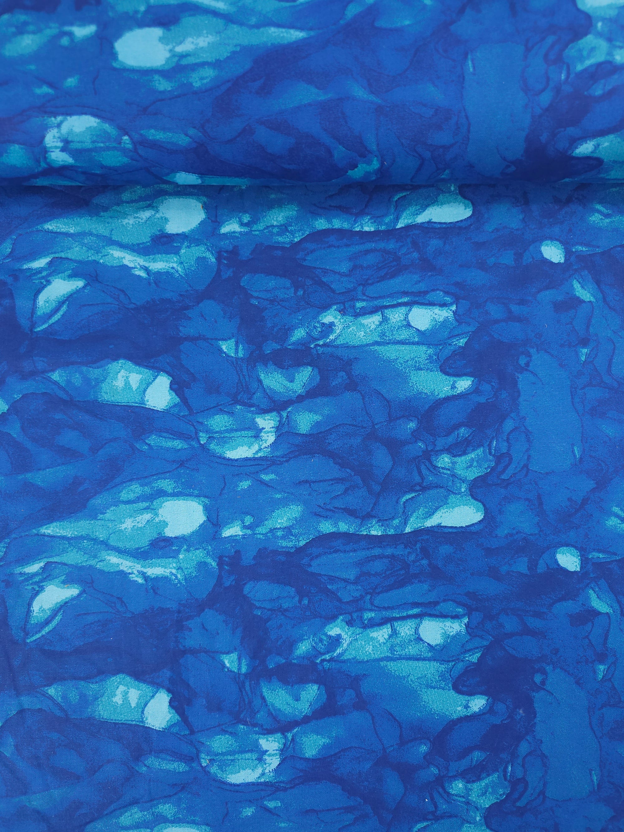 Blue Watercolour Marble 100% Cotton