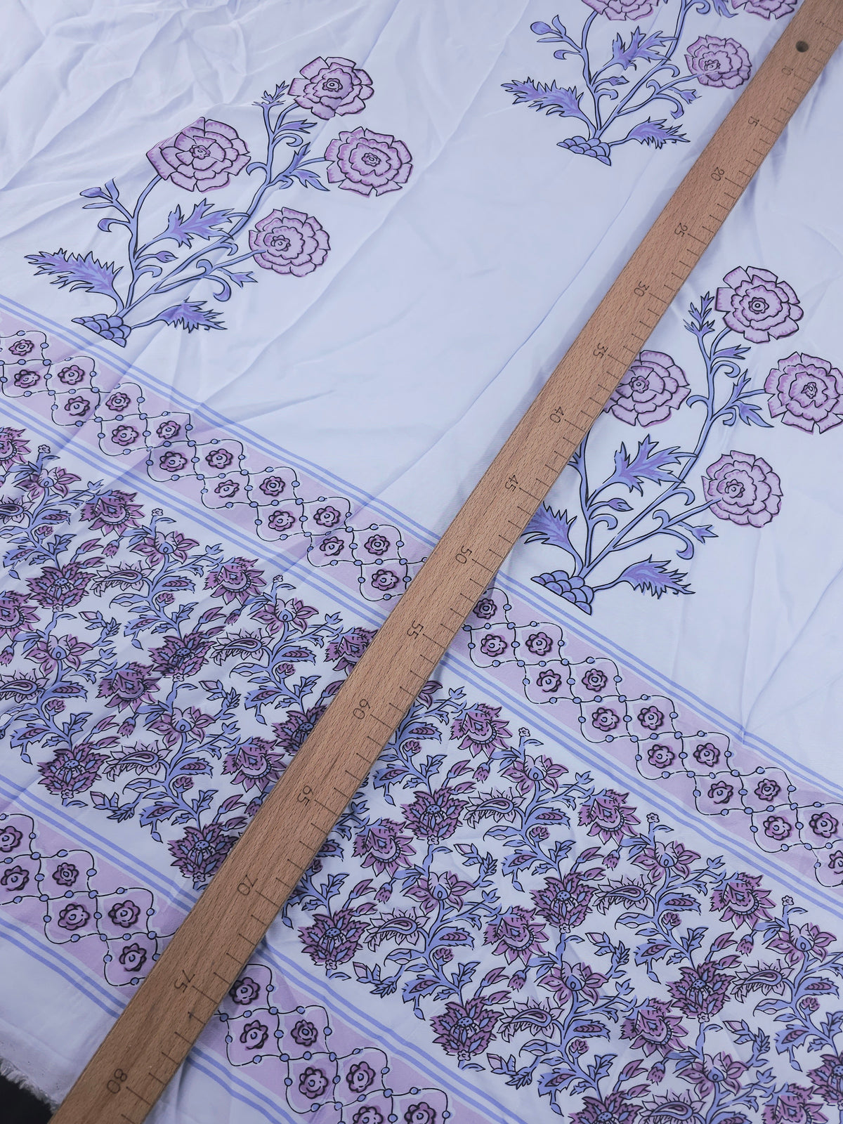Lavender/Lilac Flower Stem Viscose Satin
