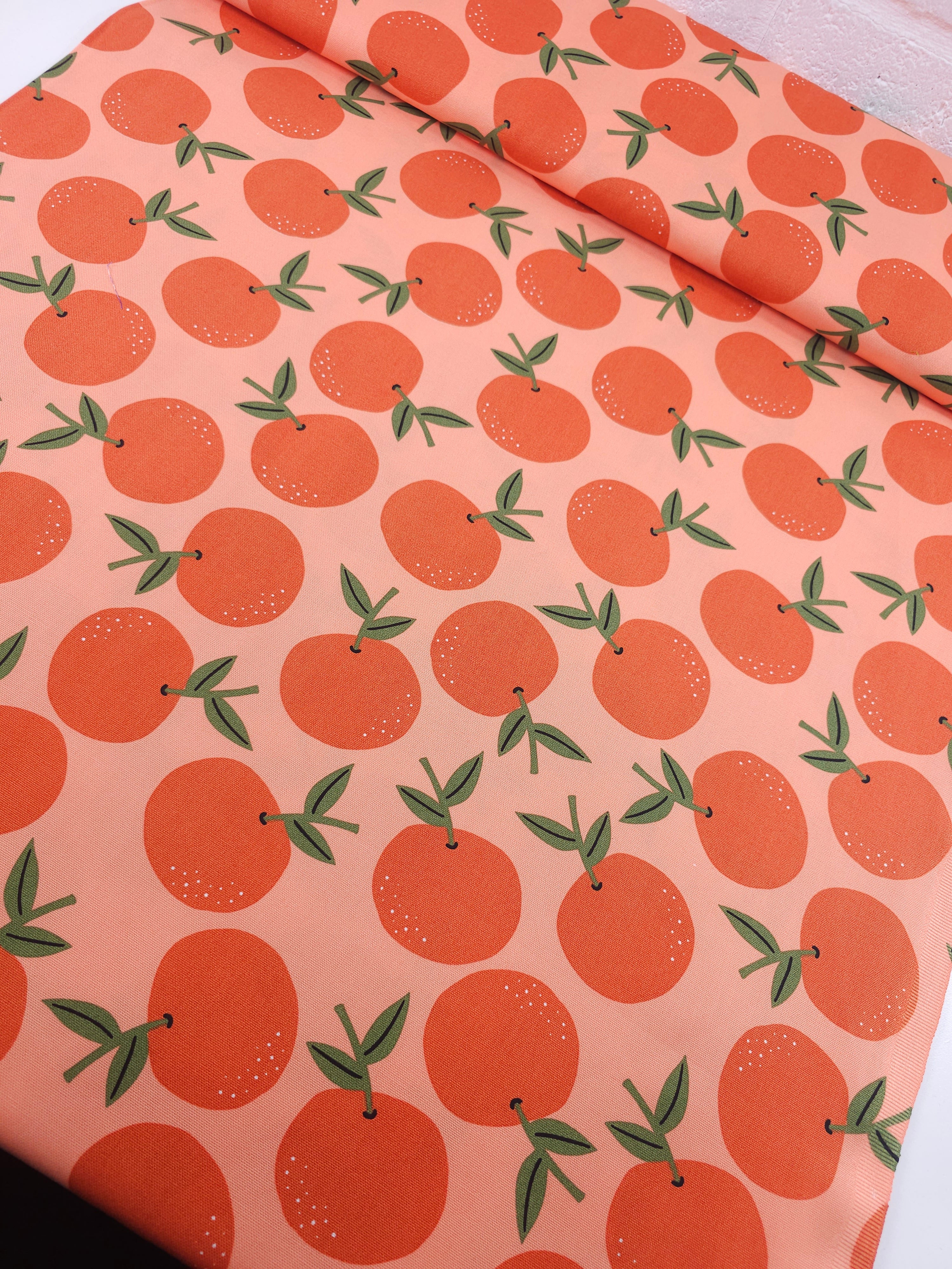 Oranges On Peach Lightweight Canvas Cotton