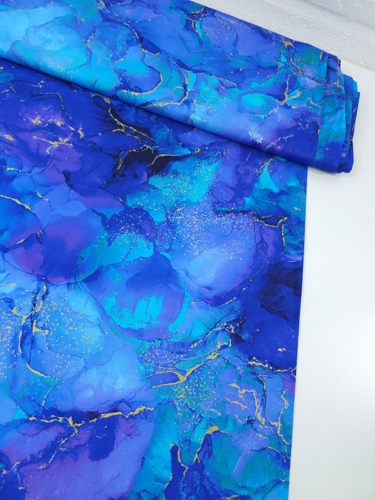 Blue/Purple Gold Marble 100% Cotton