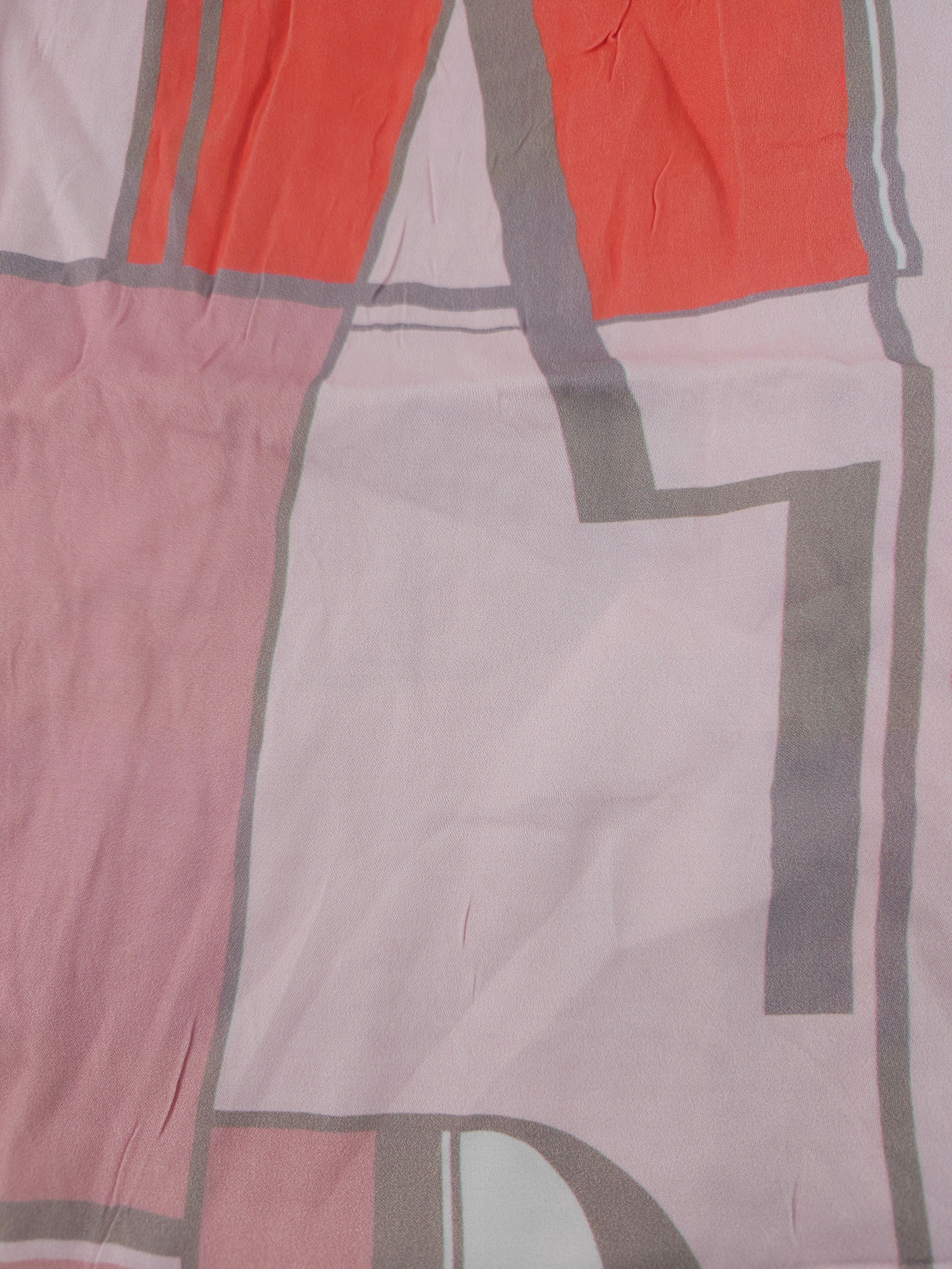Pink grey geometric print Viscose sateen - 1.6m piece