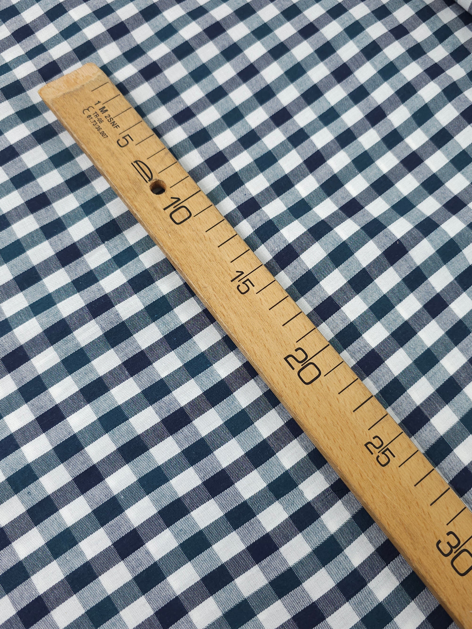 Navy Teal Check 100% Cotton