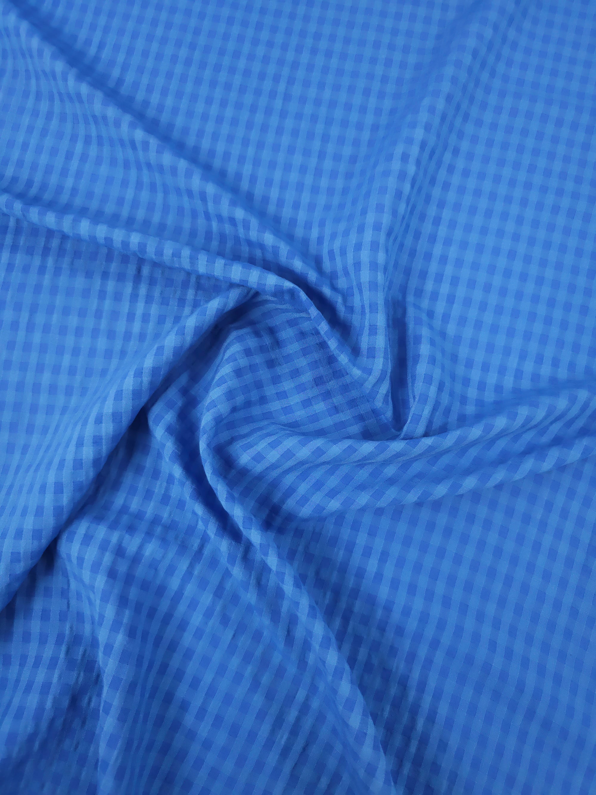 Cobalt Blue Gingham Viscose Cotton