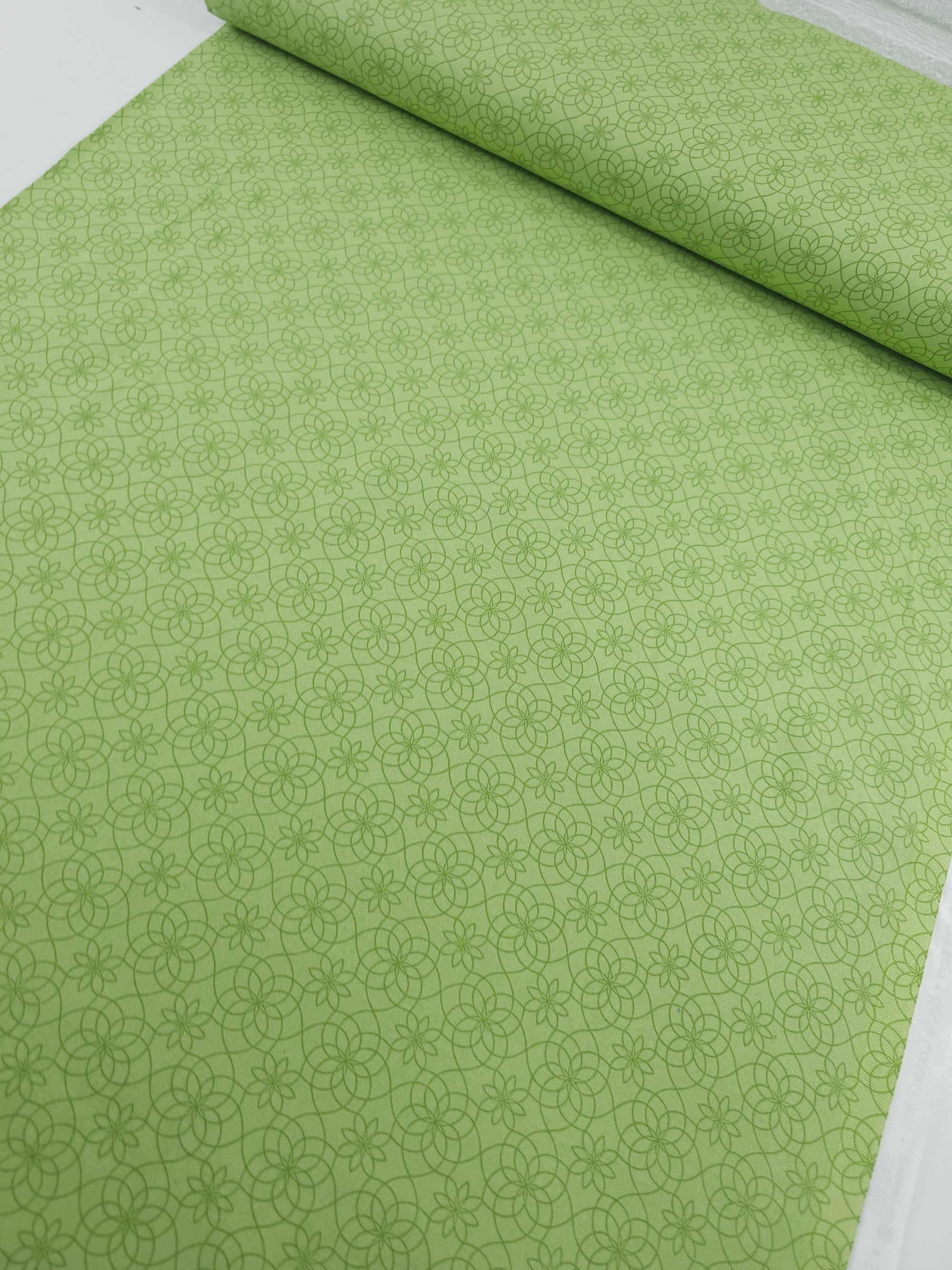 Pale Lime Gate Floral 100% Cotton - Benartex