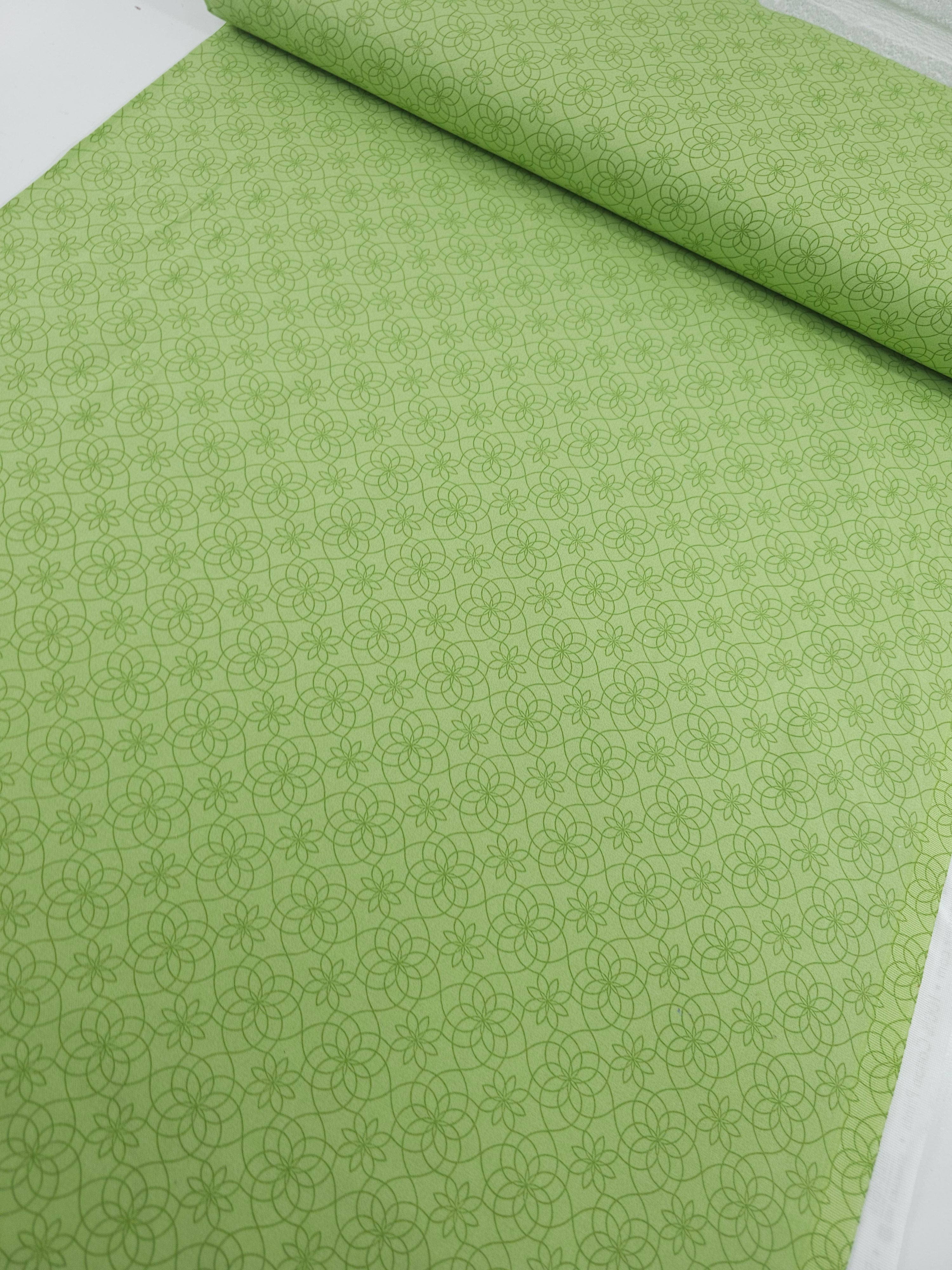 Pale Lime Gate Floral 100% Cotton - Benartex