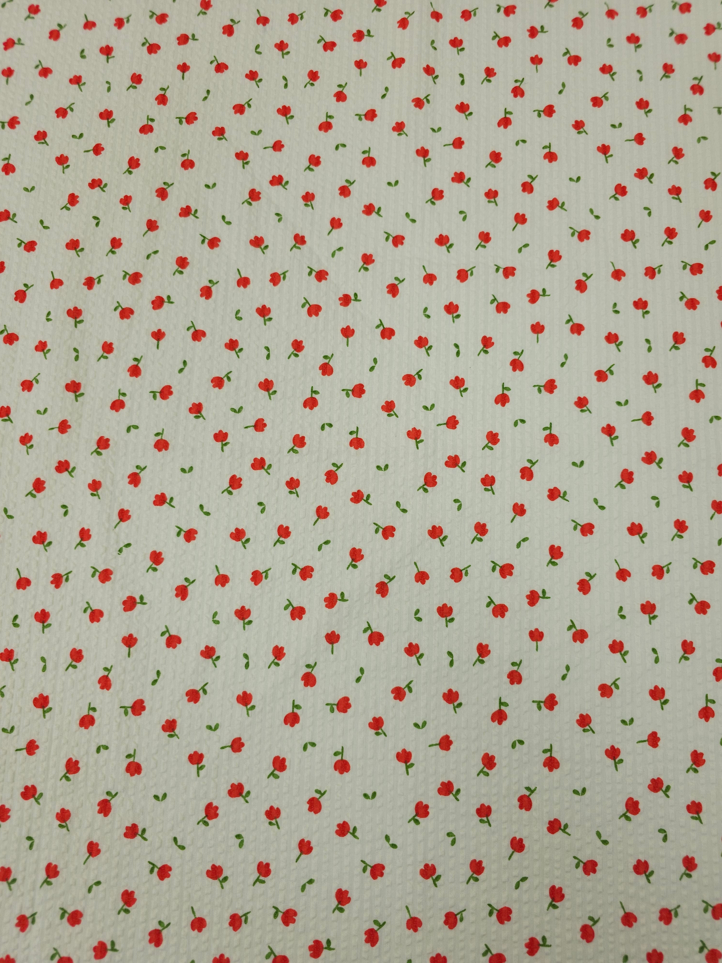 Cream/Red Mini Ditsy Poppy Cotton SeerSucker