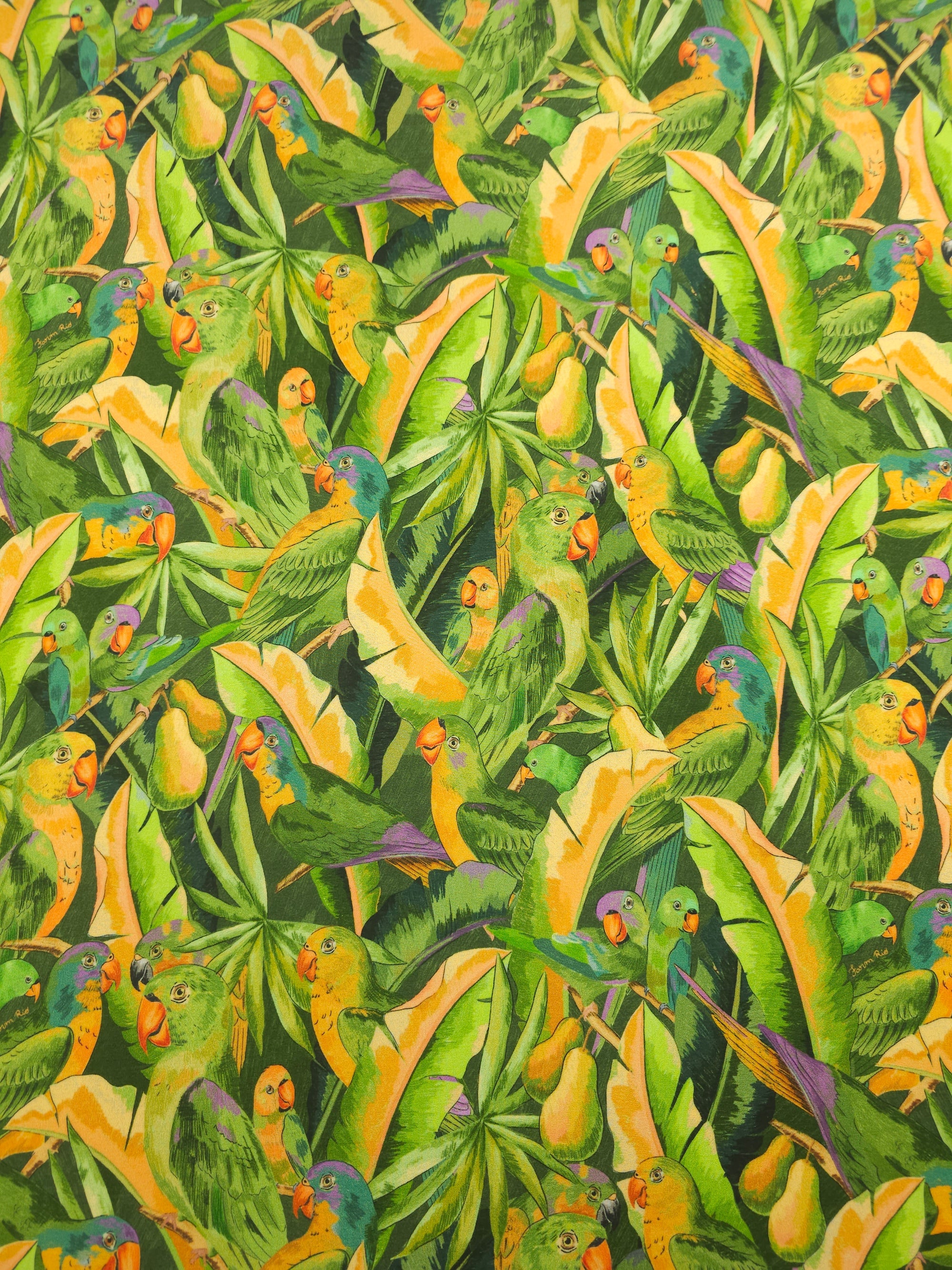 Parrot Festival Slinky Rayon Jersey *Farm Rio*