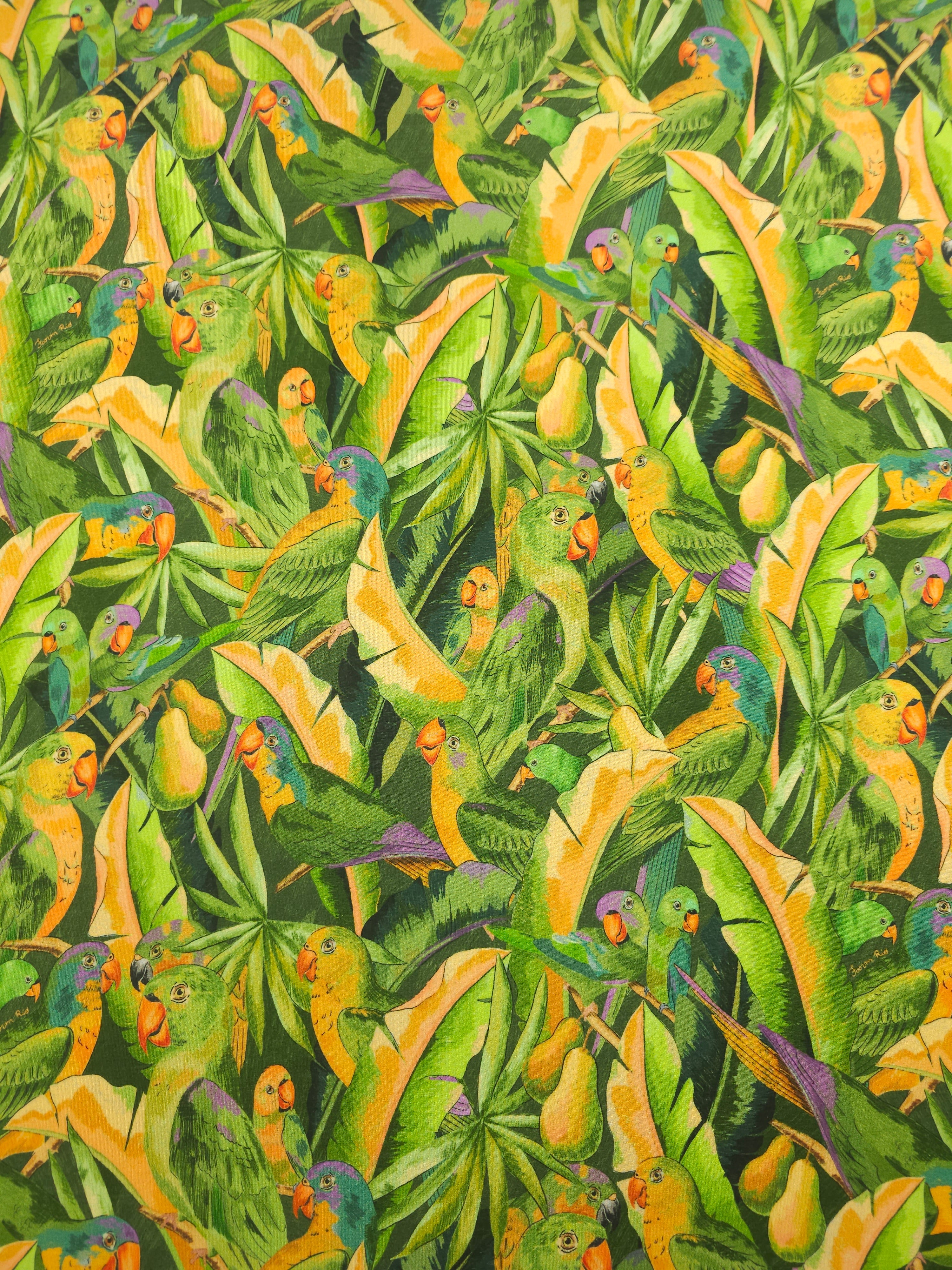 Parrot Festival Slinky Rayon Jersey *Farm Rio*