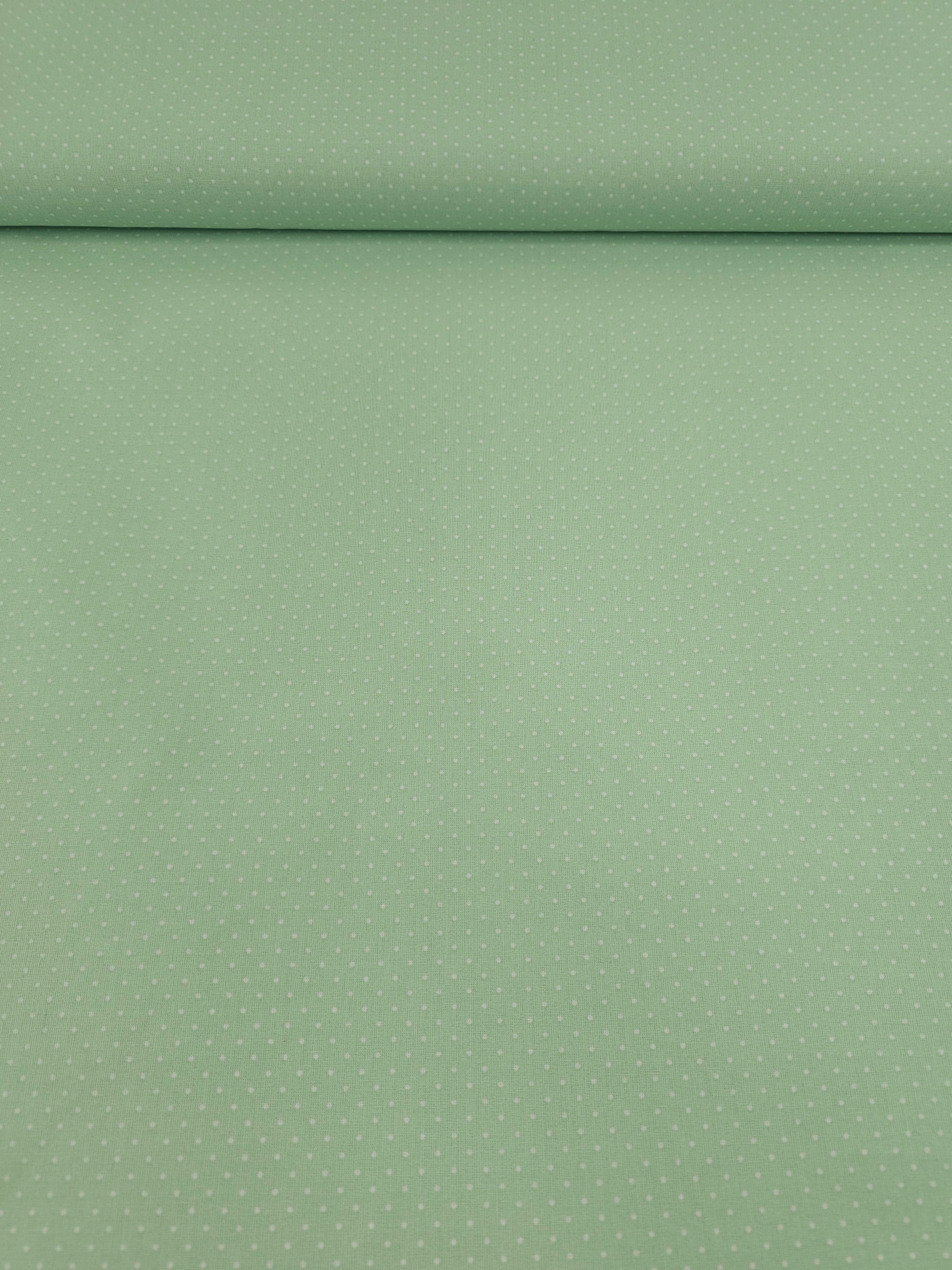 Mint Green Micro Polka Dot 100% Cotton 60"
