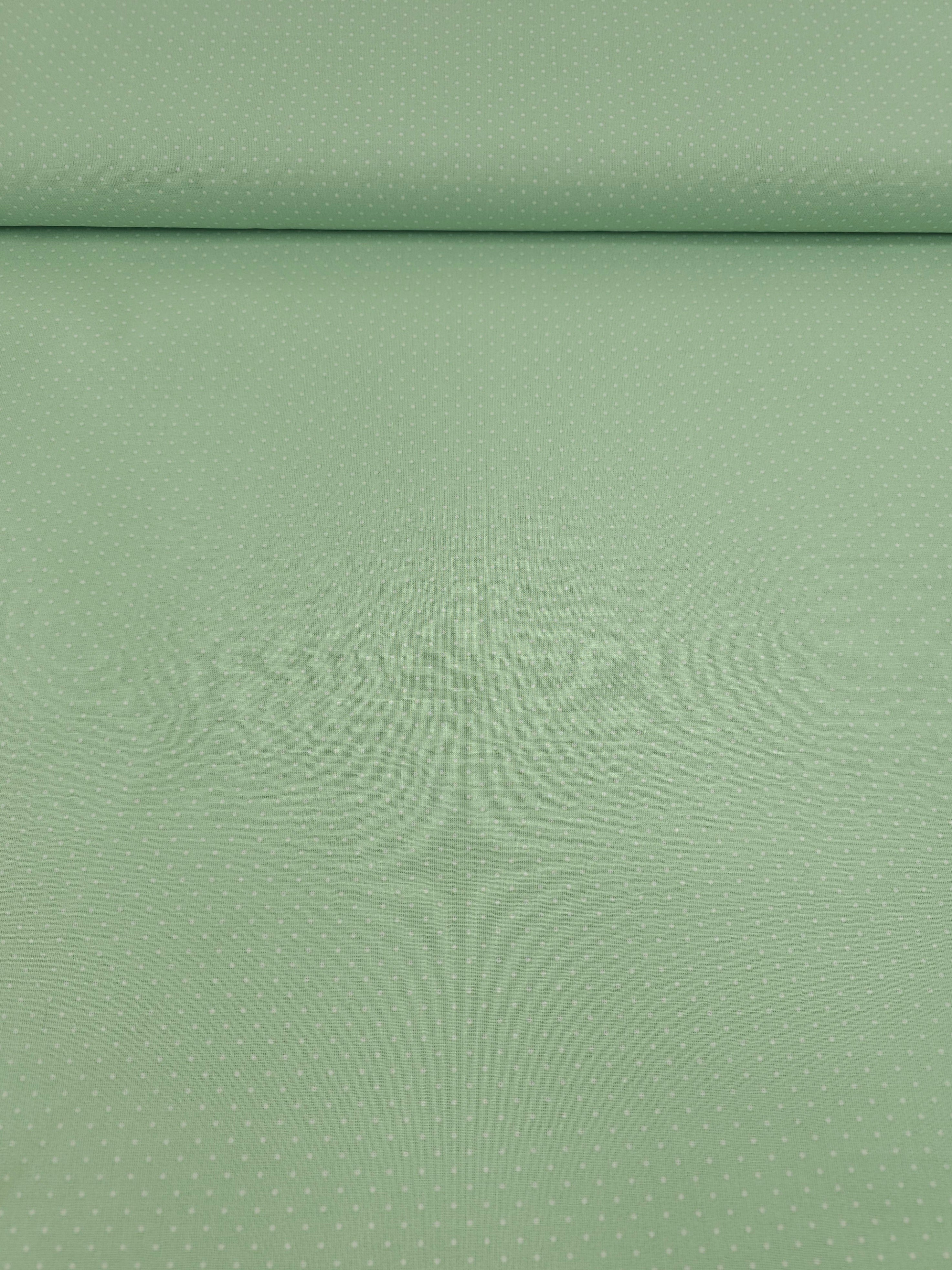 Mint Green Micro Polka Dot 100% Cotton 60"