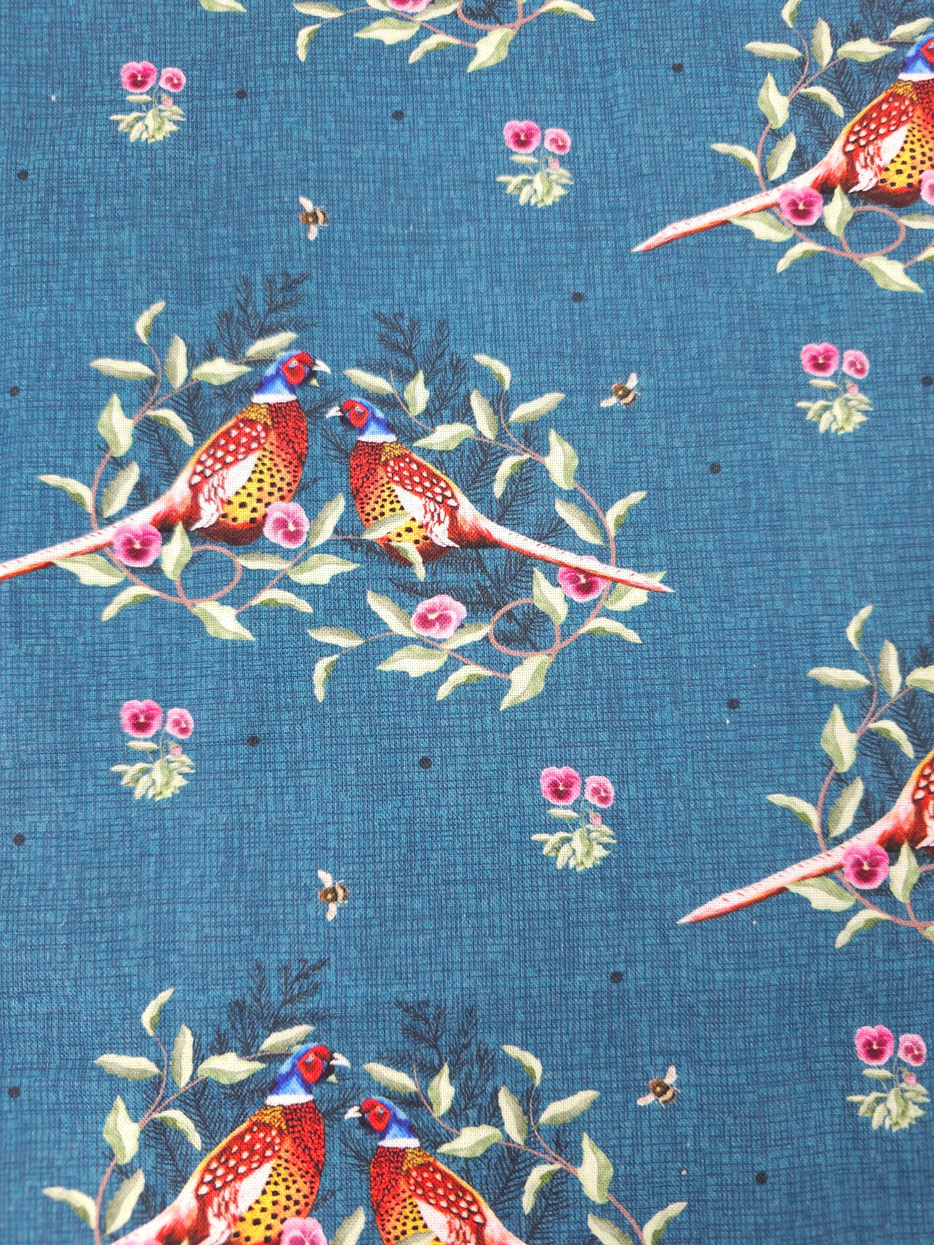 Blue Partridge Bird 100% Cotton