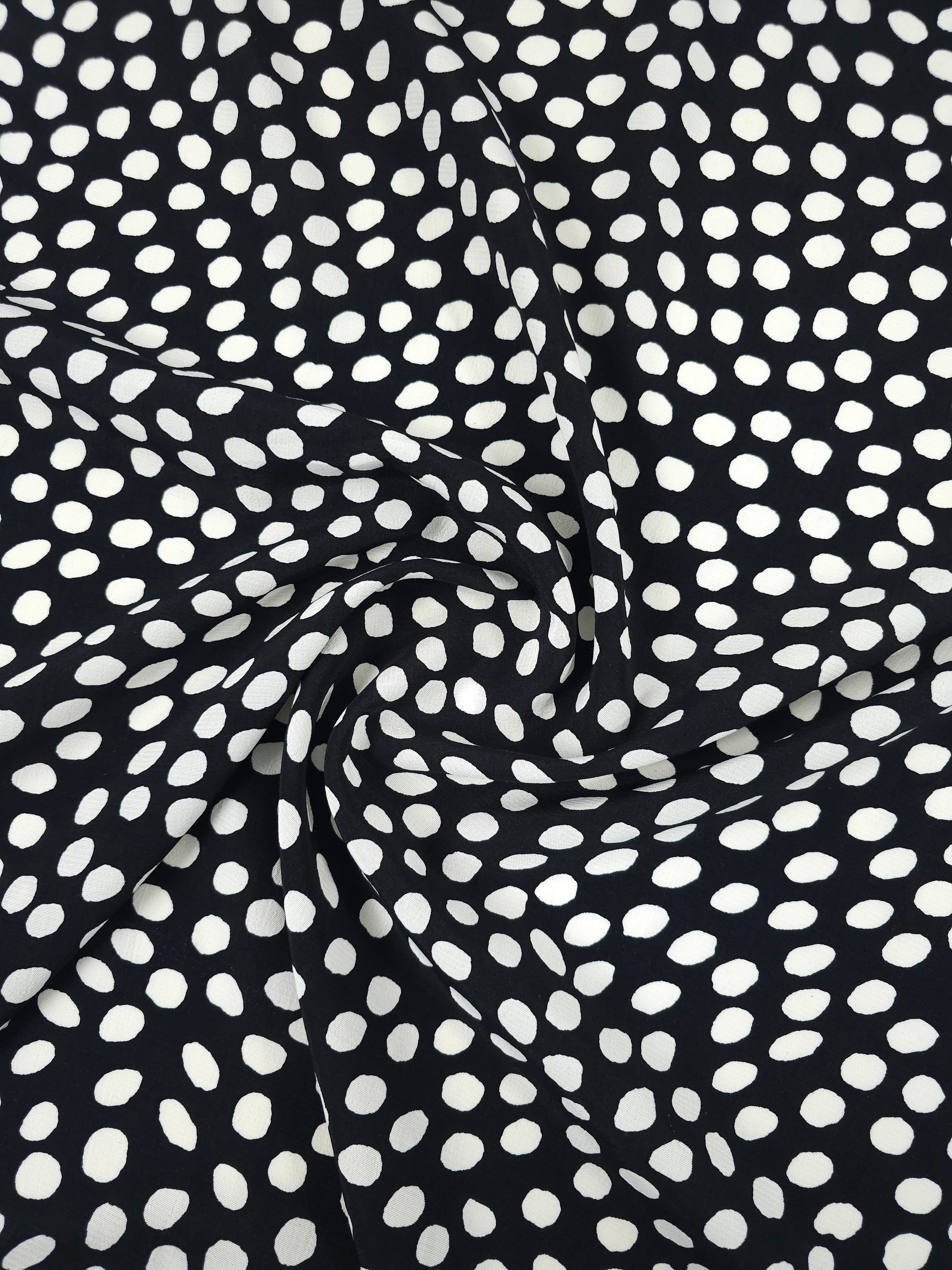 Black/Ivory Irregular Polka Spot Viscose Crepe