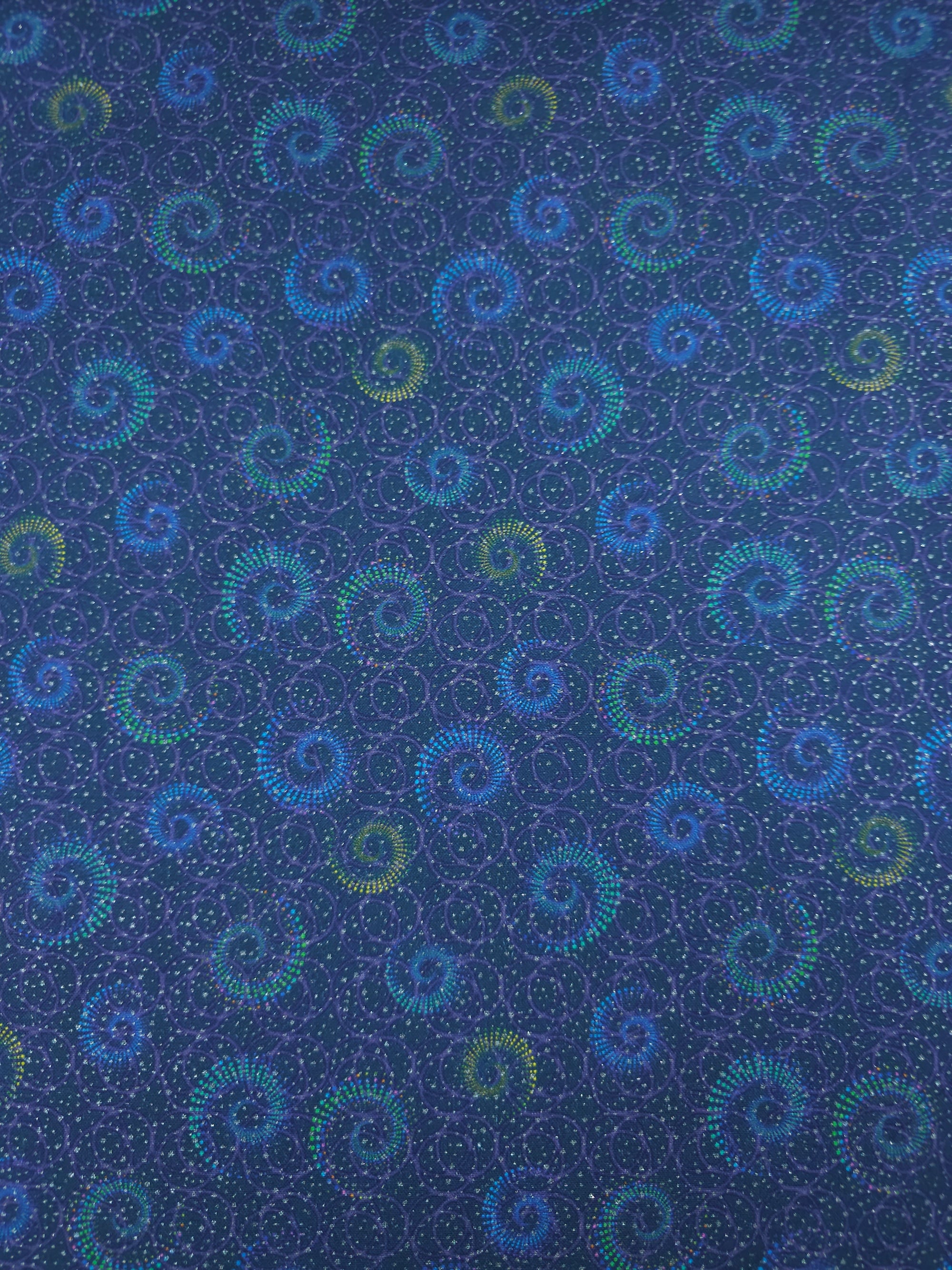 Petrol Navy/Silver Sparkler Swirl 100% Cotton - Benartex