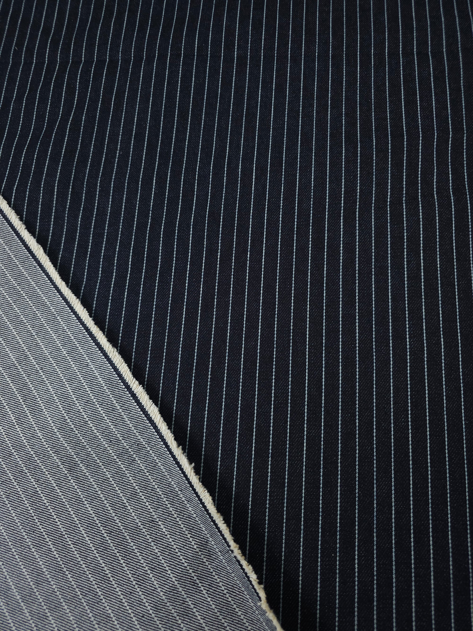 Charcoal Navy Dotty Pinstripe Denim